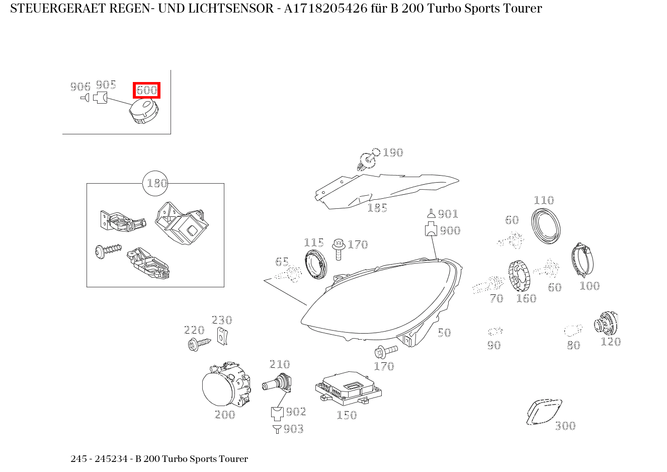 STEUERGERAET REGEN- UND LICHTSENSOR B 200 Turbo Sports Tourer 245