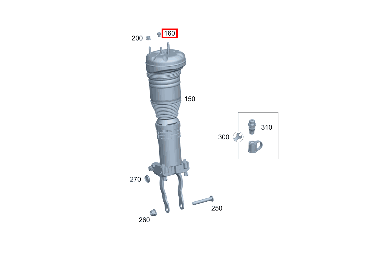 Anschlussstutzen Druckleitung an Federbein Mercedes-AMG GLS 63 4MATIC+ 167 Anschlussstutzen Druckleitung an Federbein Mercedes-AMG GLS 63 4MATIC+ 167