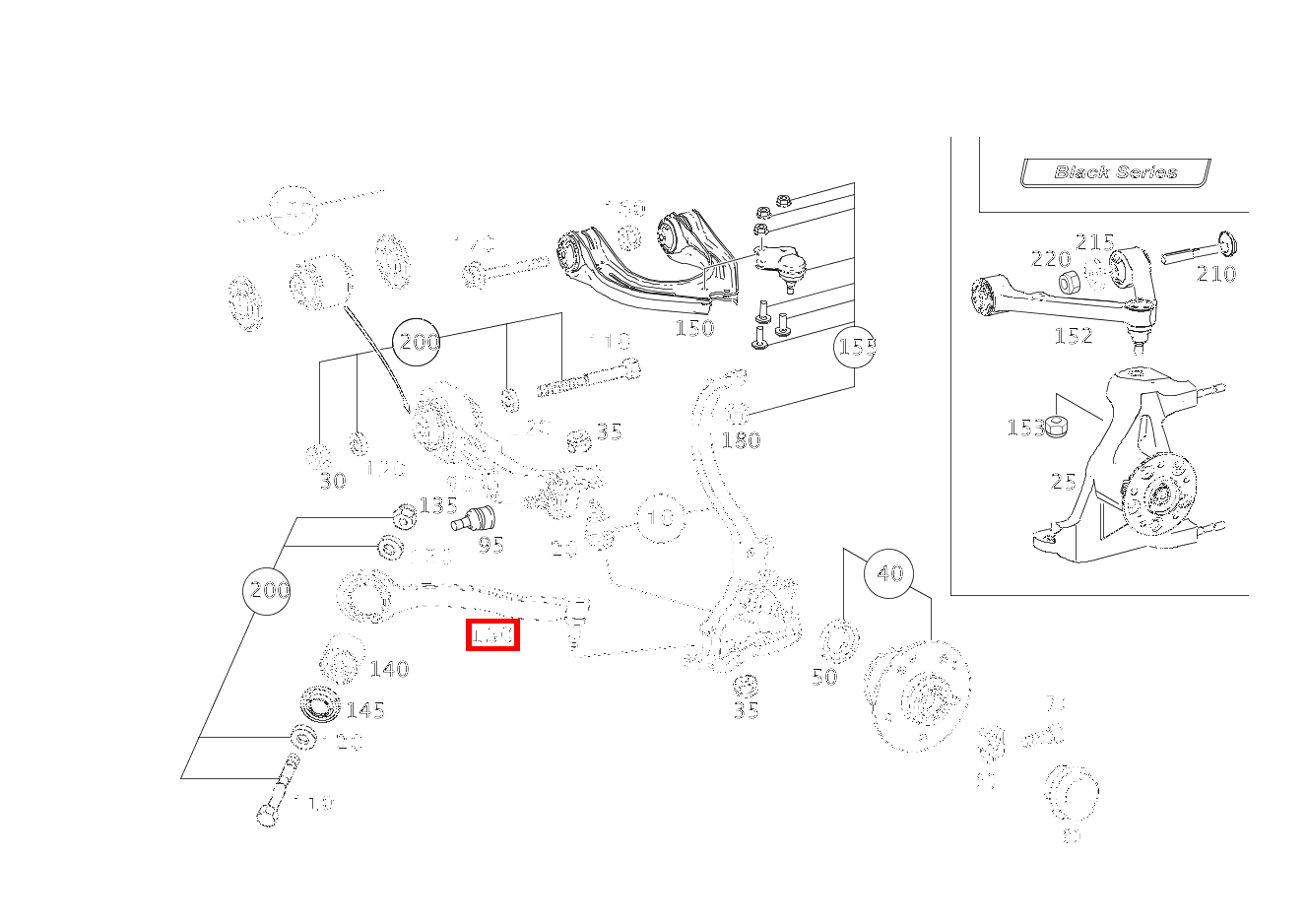 Zugstrebe RECHTS MIT LAGER SL 65 AMG Roadster BCA 230