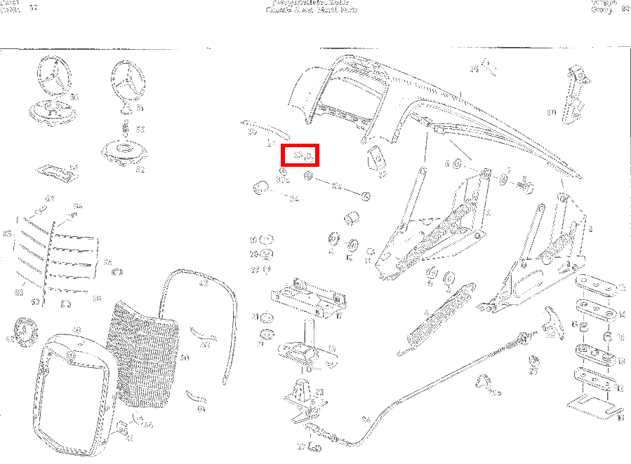 Anschlagpuffer BÜGEL MITTE MOTORHAUBE 220 SE b/C 111