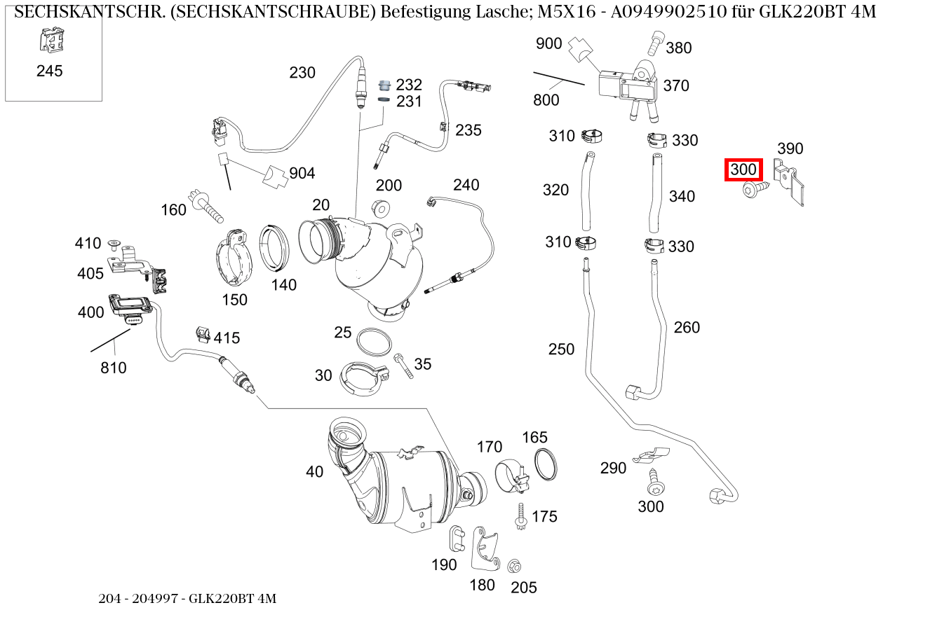 Sechskantschraube Befestigung Lasche; M5X16 GLK220BT 4M 204