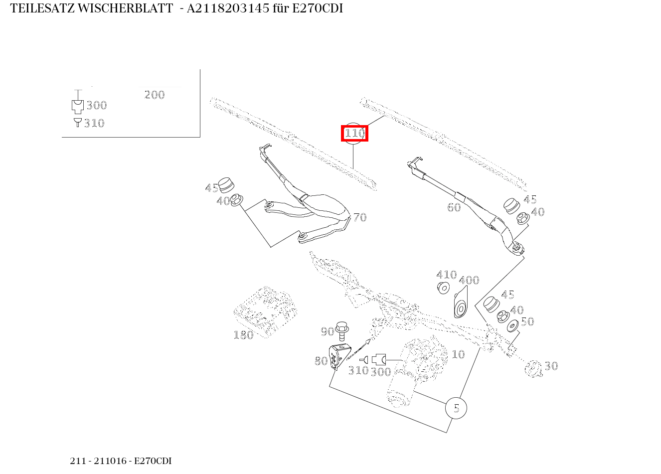 Teilesatz Wischerblatt E270CDI 211