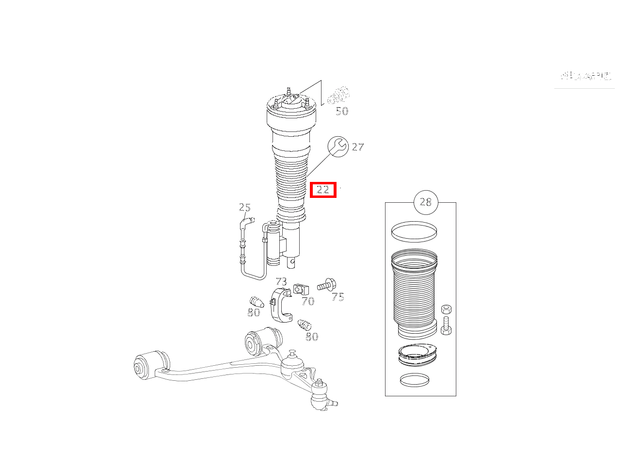 Luftfederbein AN VORDERACHSE LINKS S 350 L 4-MATIC 220