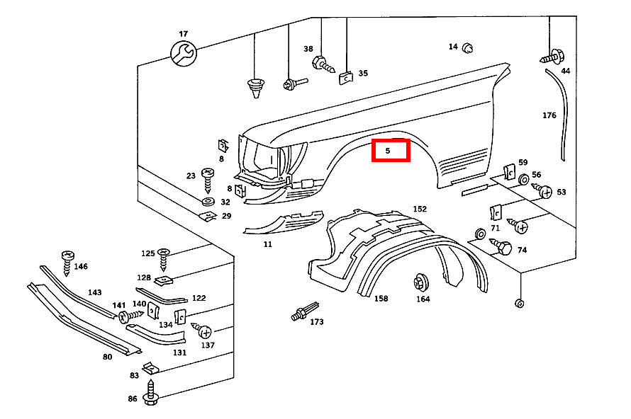 Kotflügel Vorne RECHTS 560 SL 107 Kotflügel Vorne RECHTS 560 SL 107