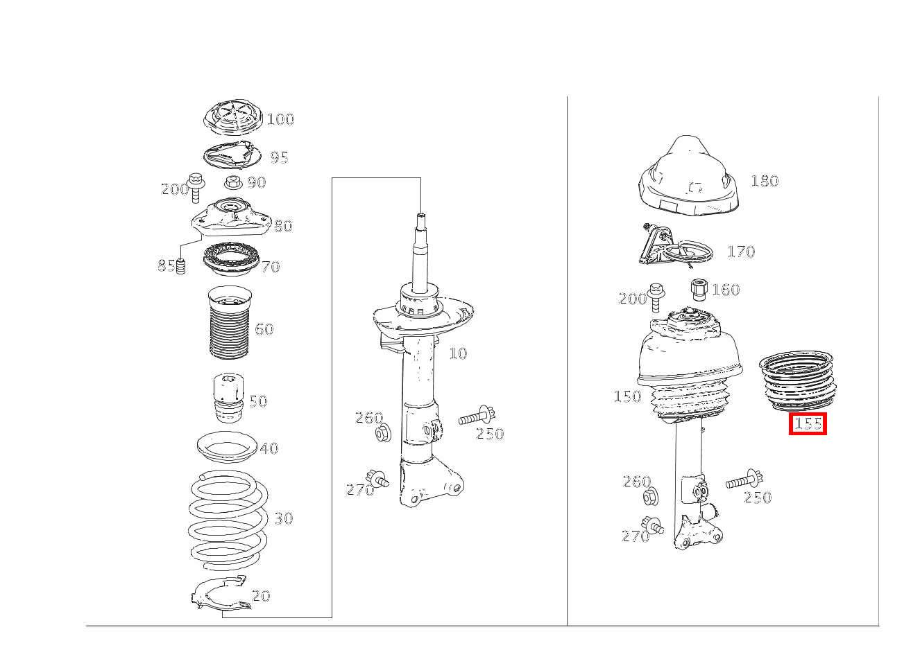 Elastomermanschette AN FEDERBEIN VORNE LINKS UND RECHTS CLS500 4M S 218