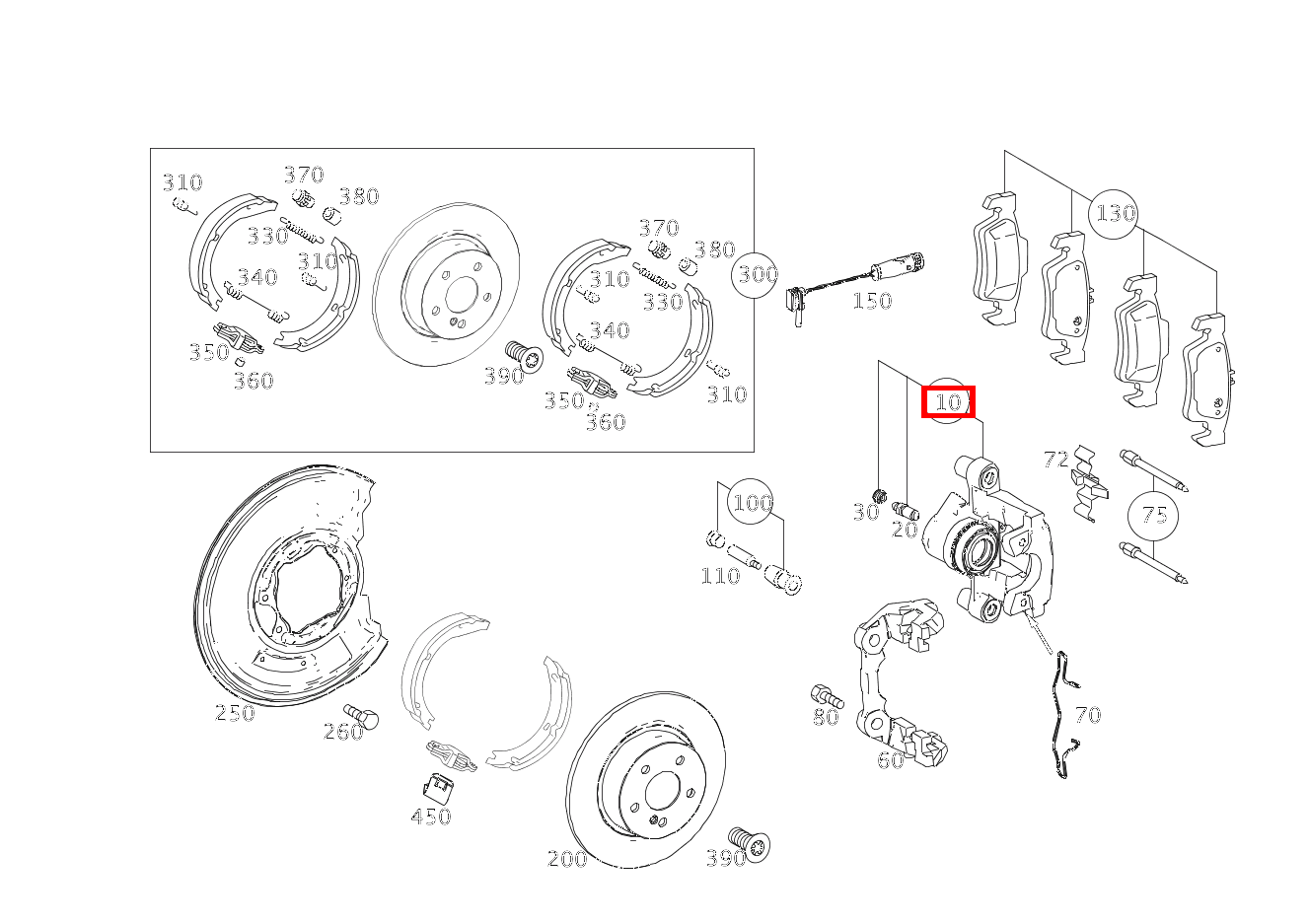Festsattel Teilesatz rechts C63AMG BlackSeries 204
