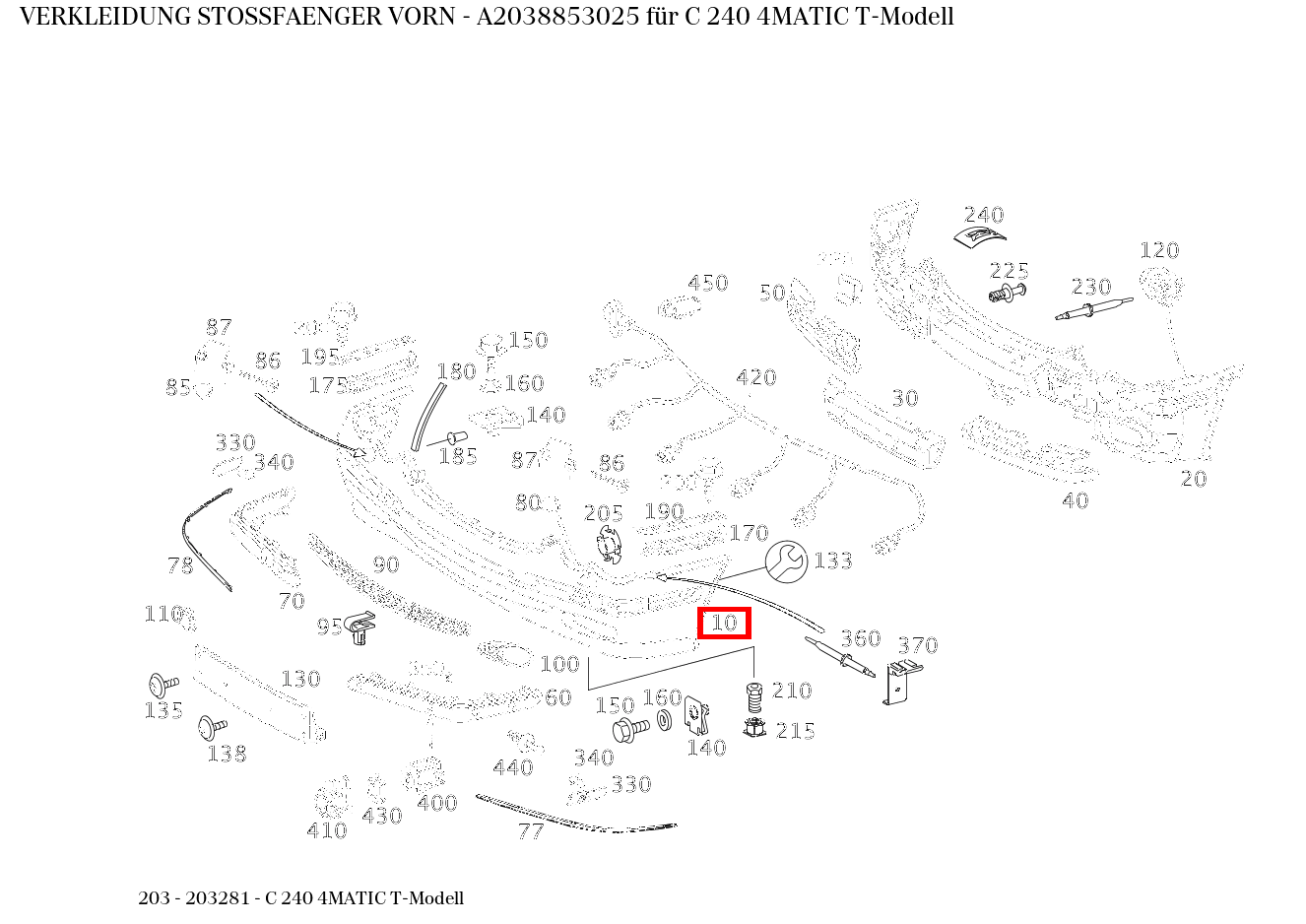 Verkleidung STOSSFAENGER VORN C 240 4MATIC T-Modell 203