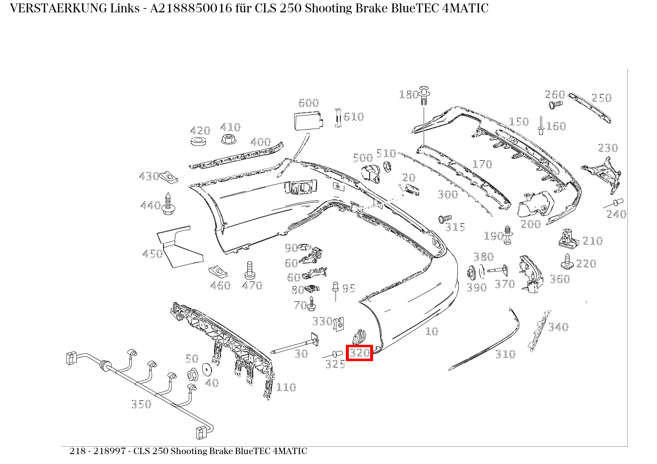 Verstärkung Links CLS 250 Shooting Brake BlueTEC 4MATIC 218