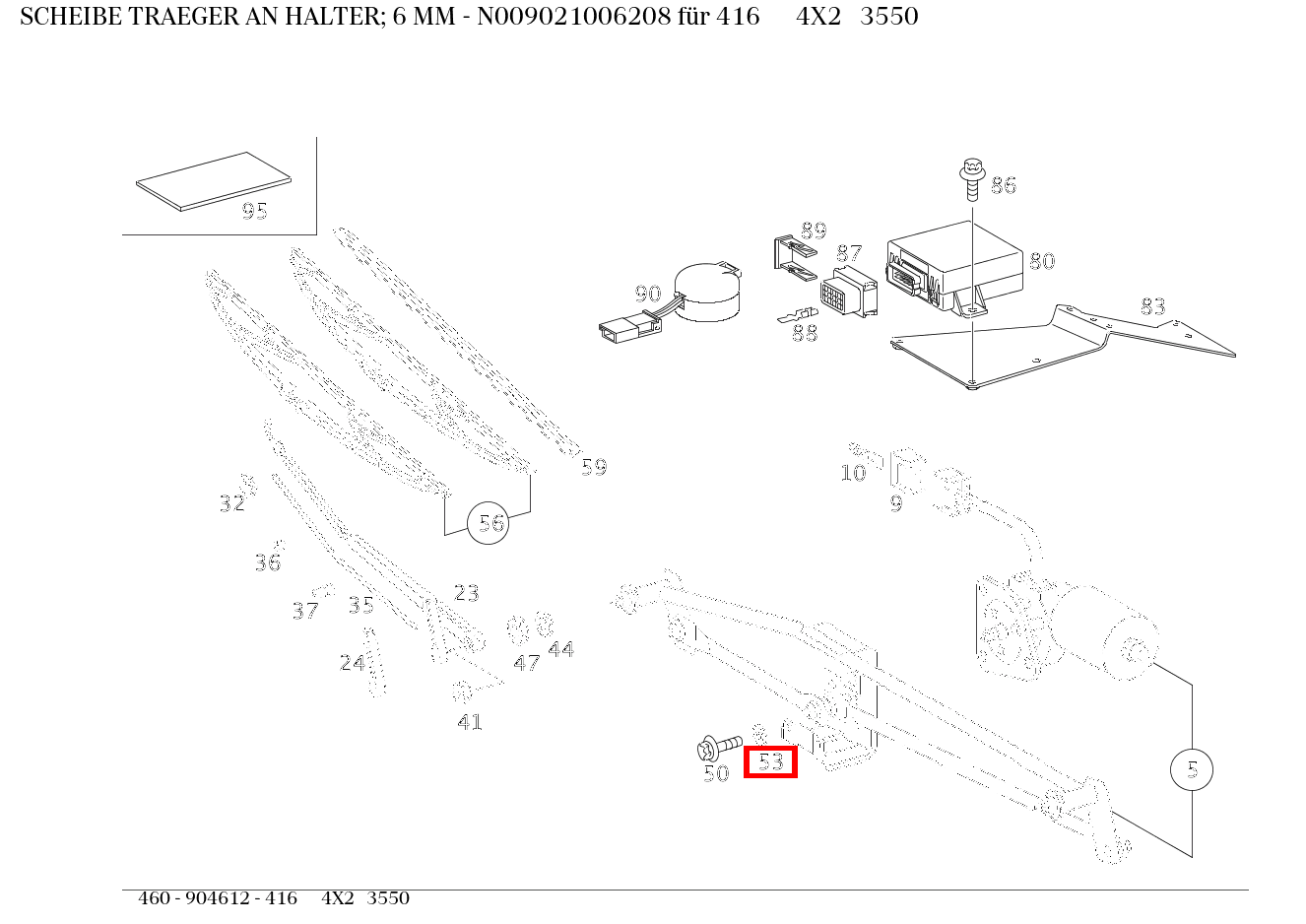 Scheibe TRAEGER AN HALTER; 6 MM 416 4X2 3550 460 Scheibe TRAEGER AN HALTER; 6 MM 416 4X2 3550 460