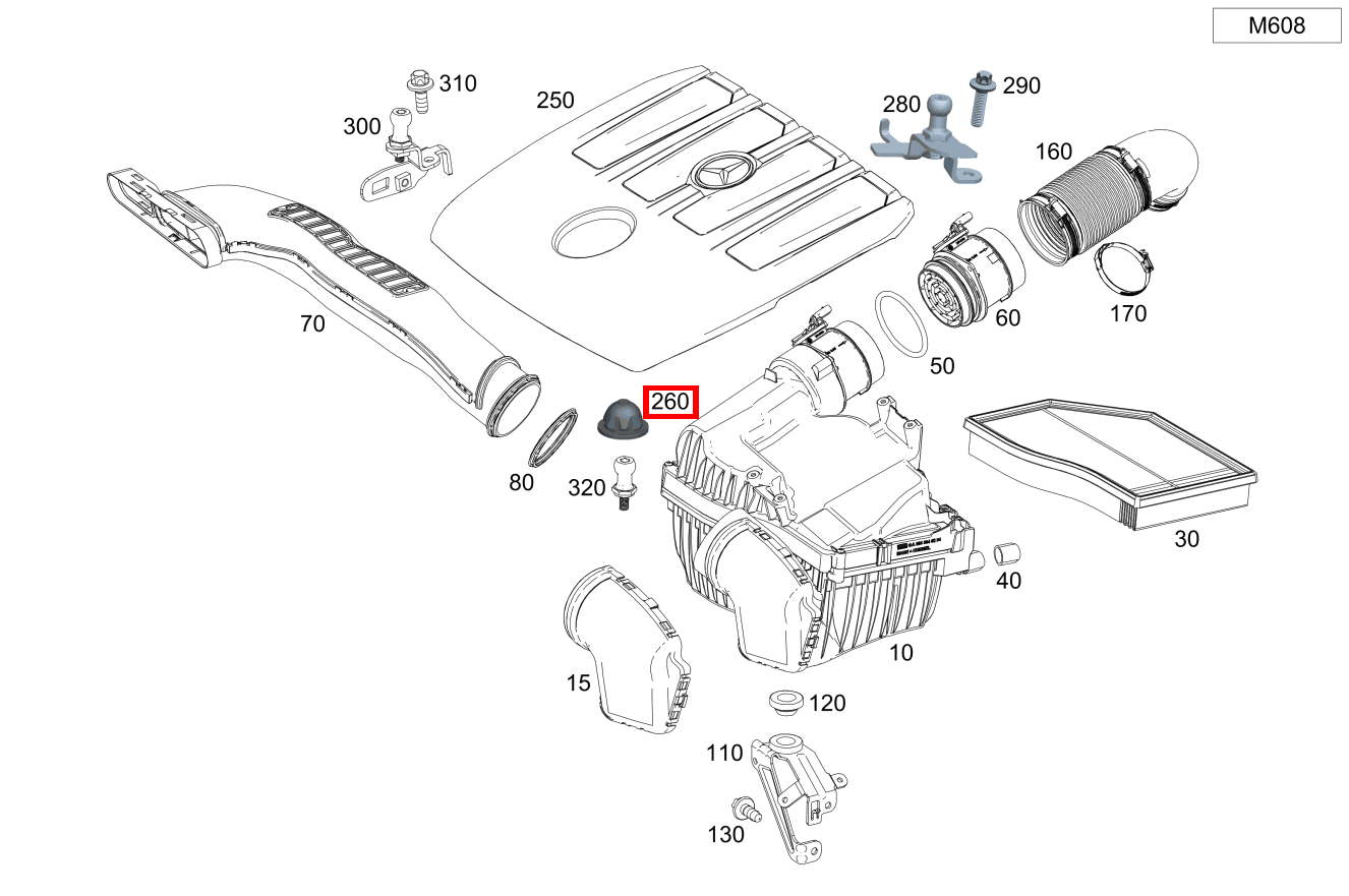 Elastomerlager Befestigung Motorabdeckung für C 205, A 177, GLB  