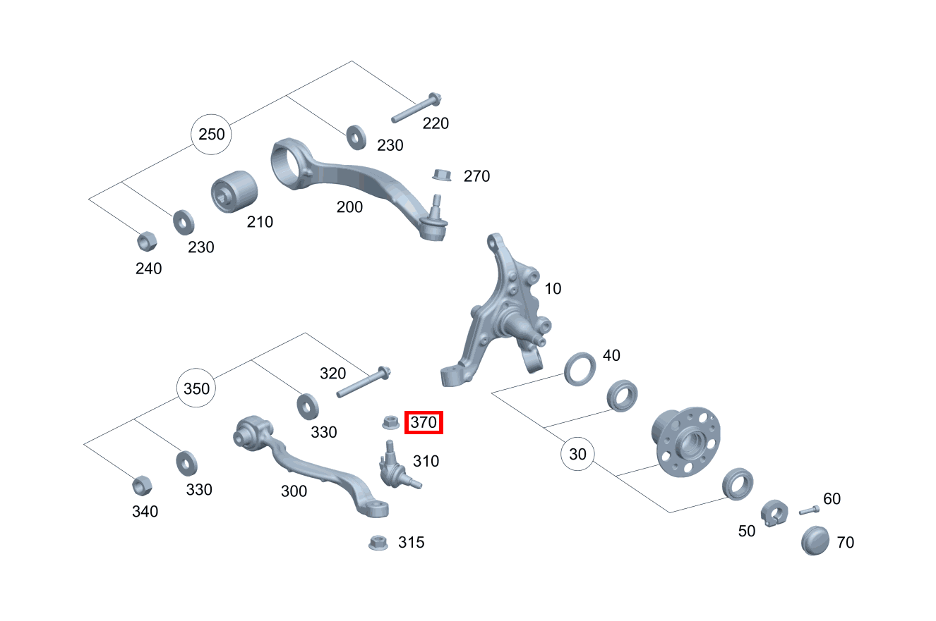 Sechskantmutter M Flansch QUERSTREBE AN ACHSSCHENKEL, LINKS UND RECHTS; M14X1,5 E300T BT H 212