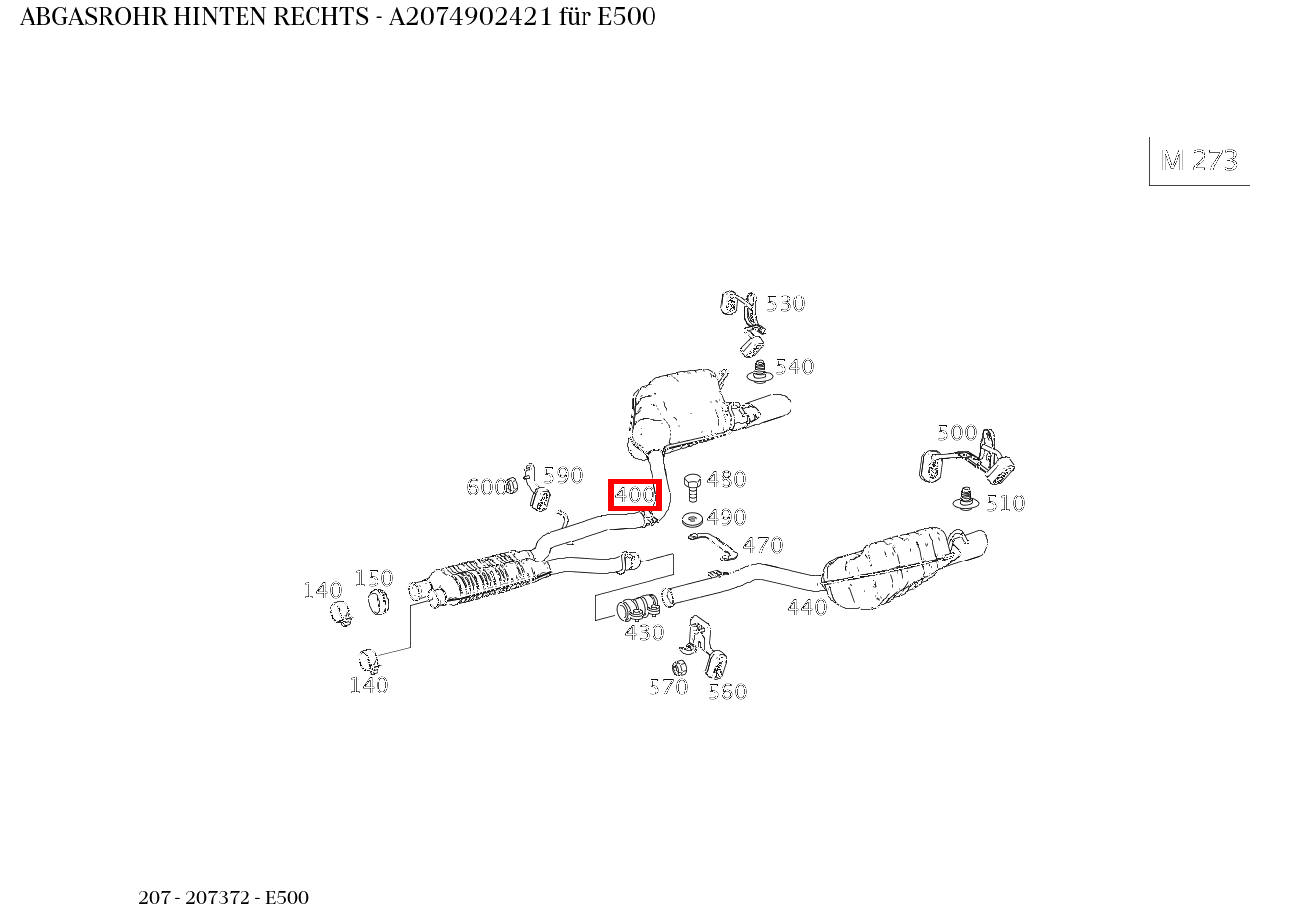 Abgasrohr HINTEN RECHTS E500 207