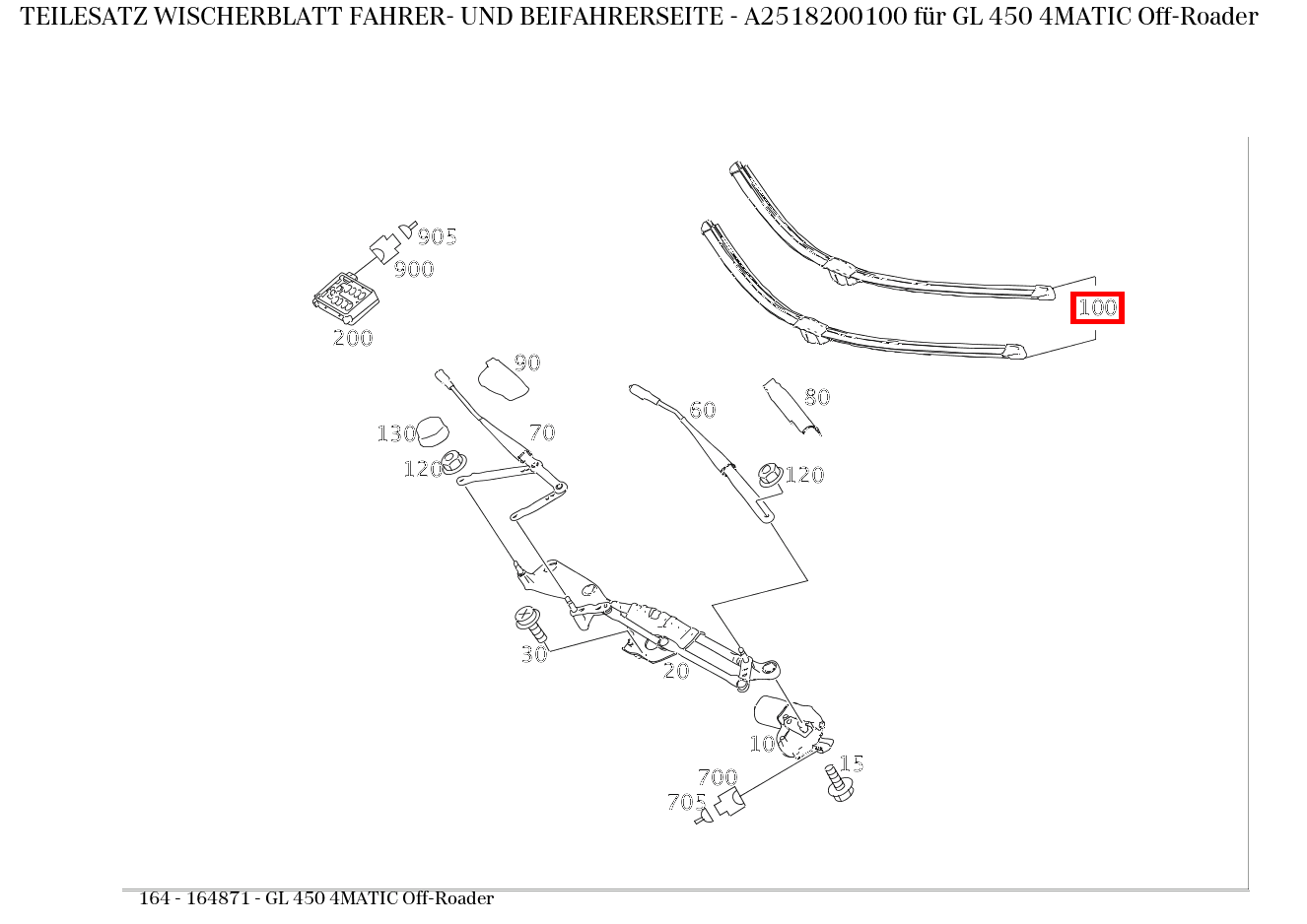Teilesatz Wischerblatt FAHRER- UND BEIFAHRERSEITE GL 450 4MATIC Off-Roader 164