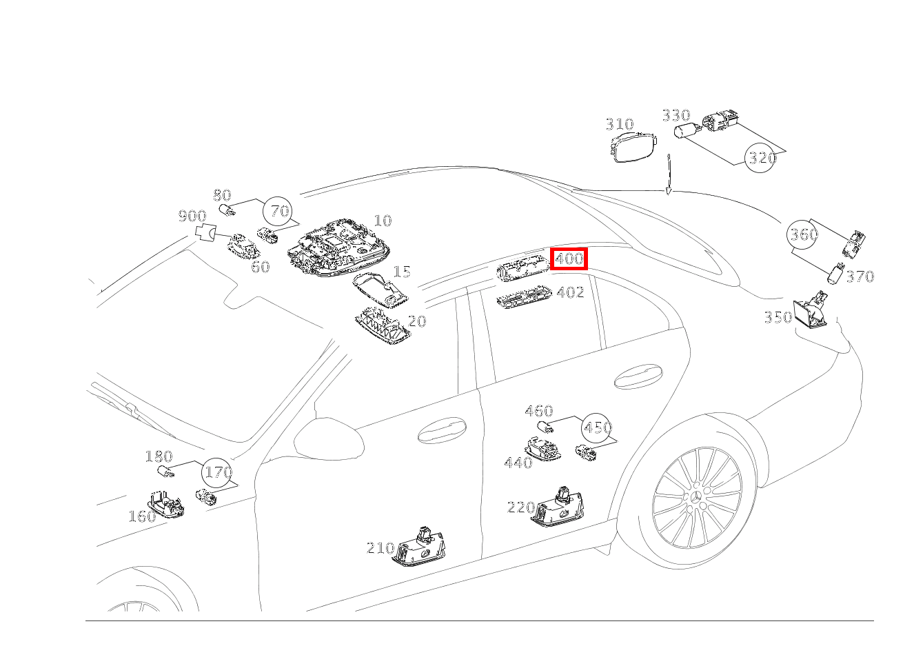 Innenraumleuchte Haltegriff hinten rechts C 220 d 238
