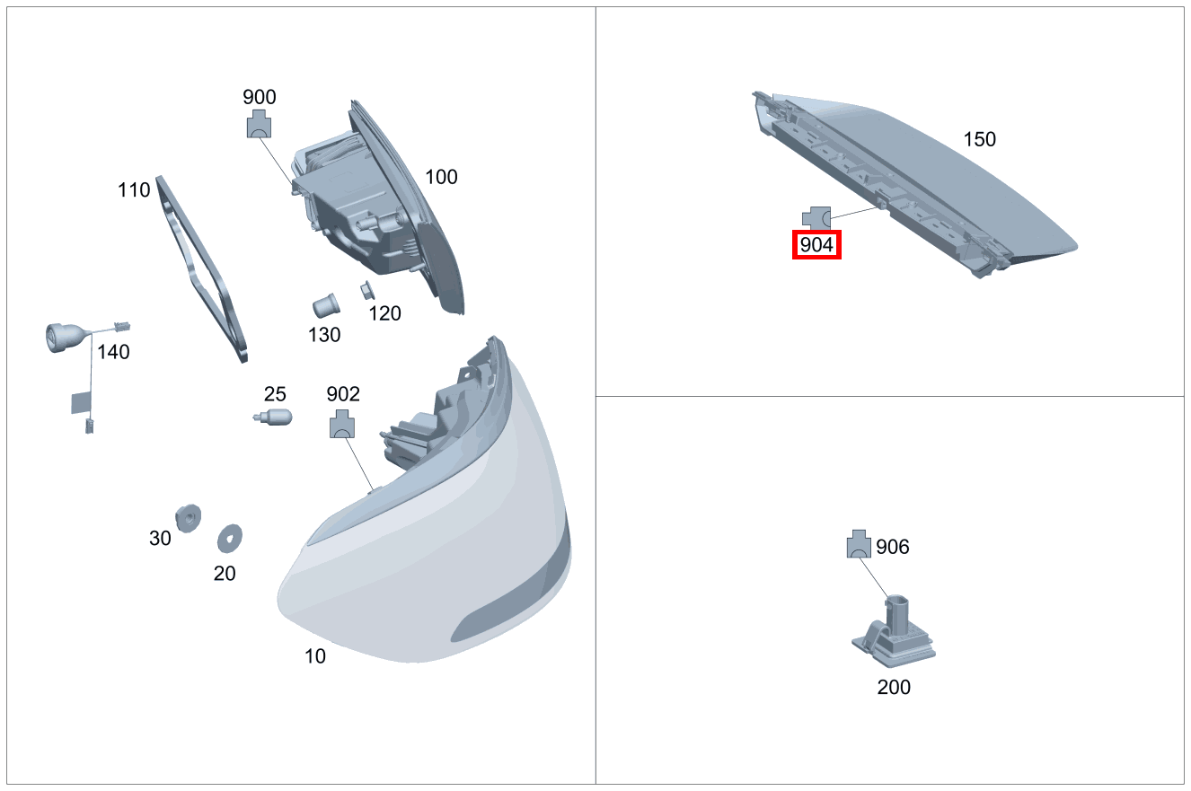 Stecker 3. Bremslicht E21; 2-PIN MQS SL 230, CLA 117, GLA 156 und 
