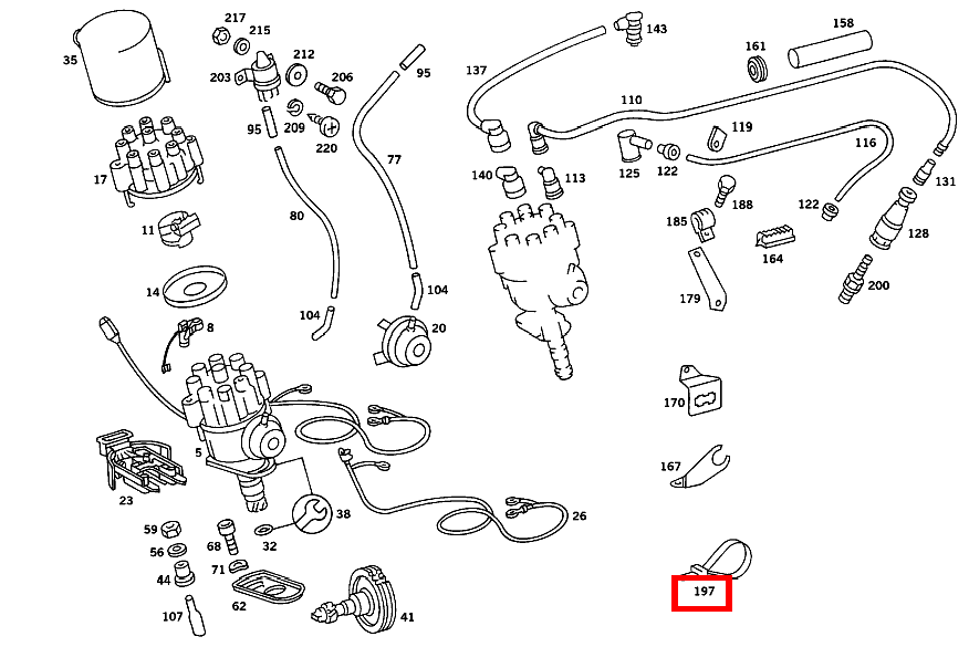 Kabelband STEUERLEITUNG UND HOCHSPANNUNGSKABEL AN HALTER DIAGNOSESTECKER; 7X100 MM 280 SEL 4.5 108 Kabelband STEUERLEITUNG UND HOCHSPANNUNGSKABEL AN HALTER DIAGNOSESTECKER; 7X100 MM 280 SEL 4.5 108