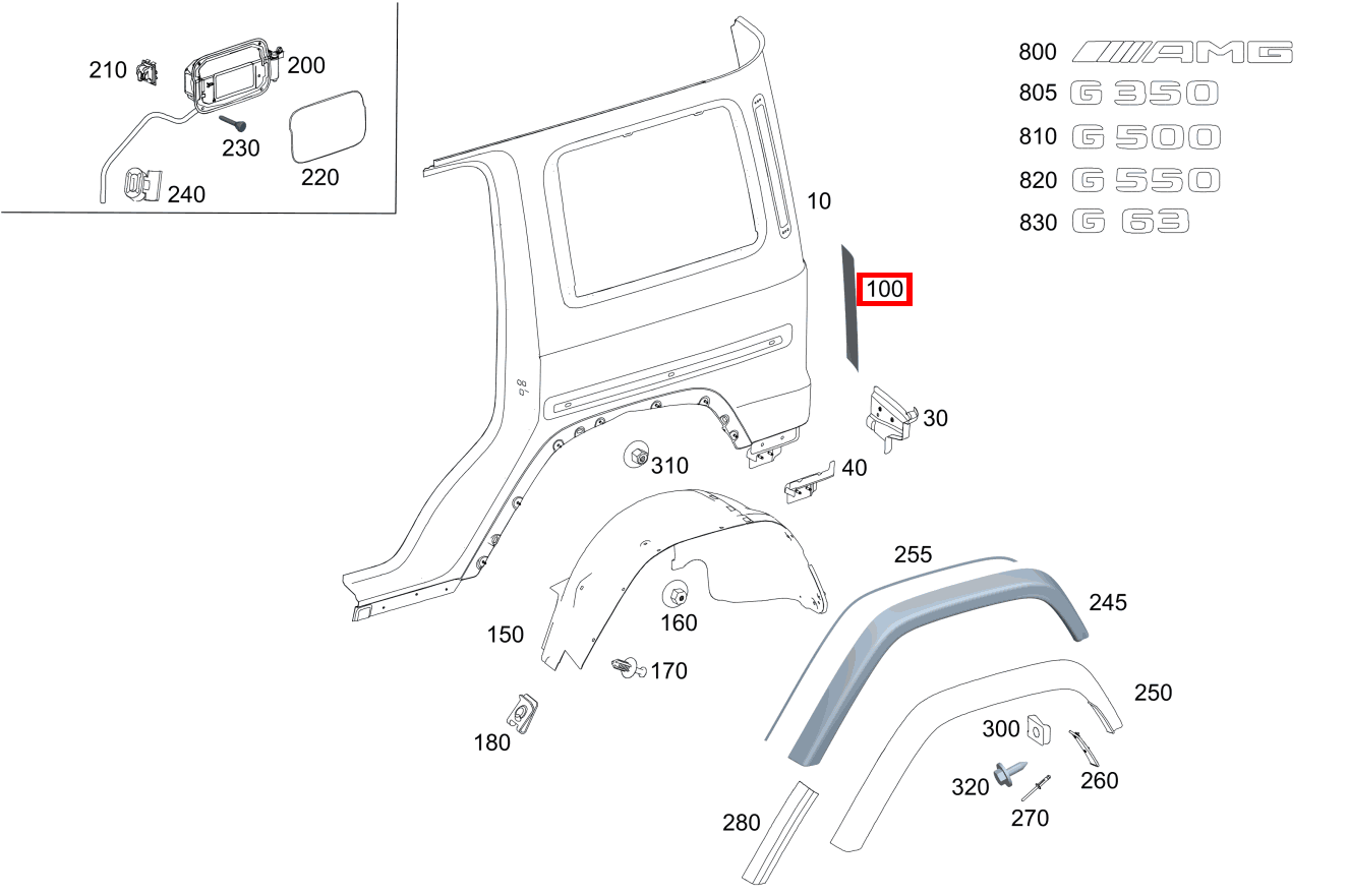 Versteifung Oben rechts Mercedes-AMG G 63 463