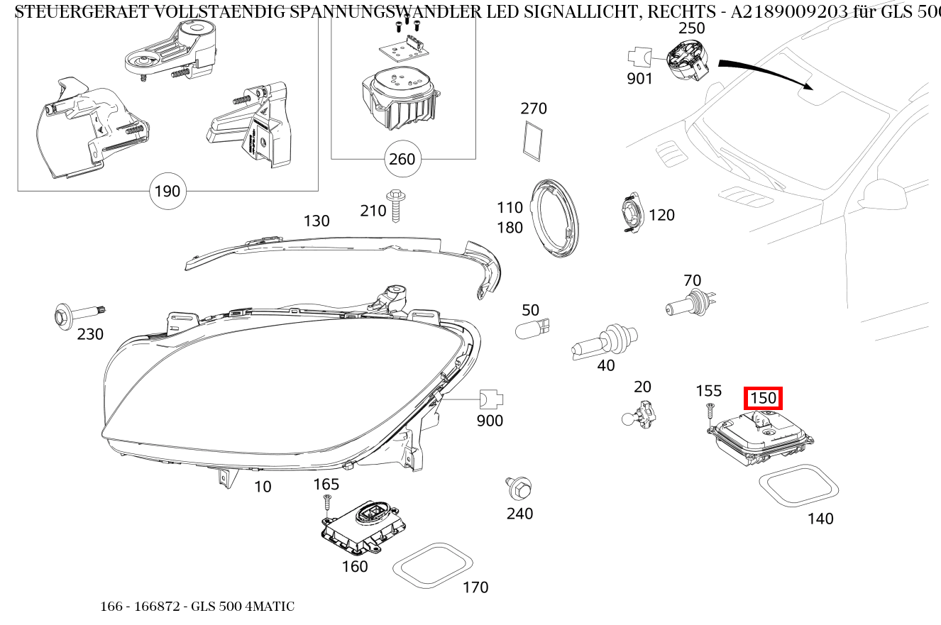 Steuergerät vollständig SPANNUNGSWANDLER LED SIGNALLICHT, RECHTS GLS 500 4MATIC 166 Steuergerät vollständig SPANNUNGSWANDLER LED SIGNALLICHT, RECHTS GLS 500 4MATIC 166