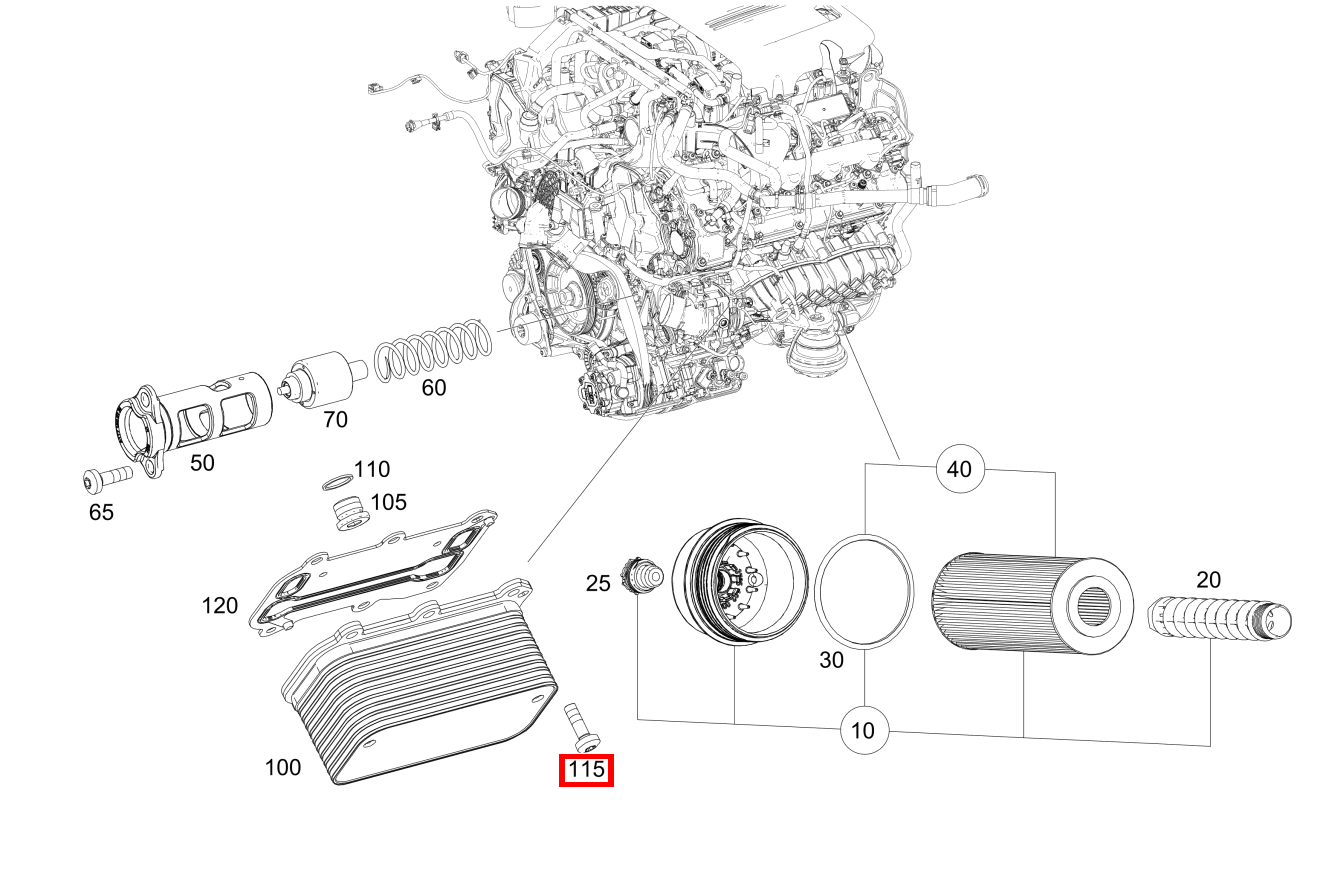 Sechsrundschraube Befestigung Ölkühler; M6X20 Mercedes-AMG GT S 197 Sechsrundschraube Befestigung Ölkühler; M6X20 Mercedes-AMG GT S 197