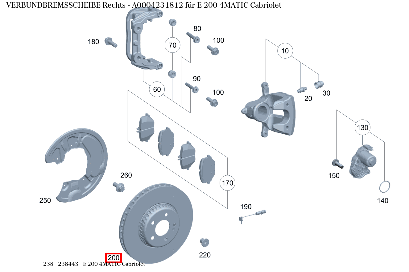 Verbundbremsscheibe Rechts E 200 4MATIC Cabriolet 238