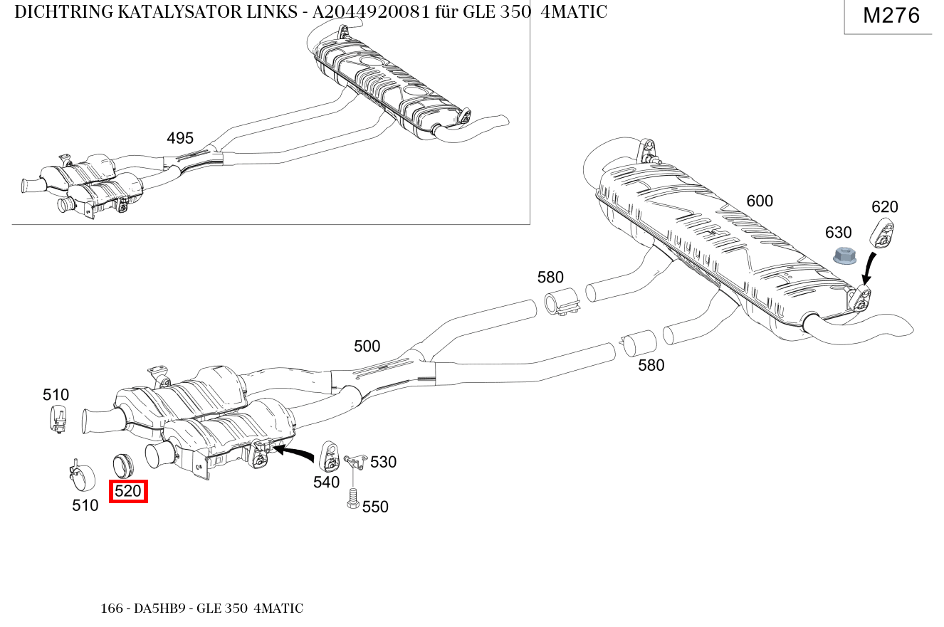 Dichtring KATALYSATOR LINKS GLE 350 4MATIC 166 Dichtring KATALYSATOR LINKS GLE 350 4MATIC 166
