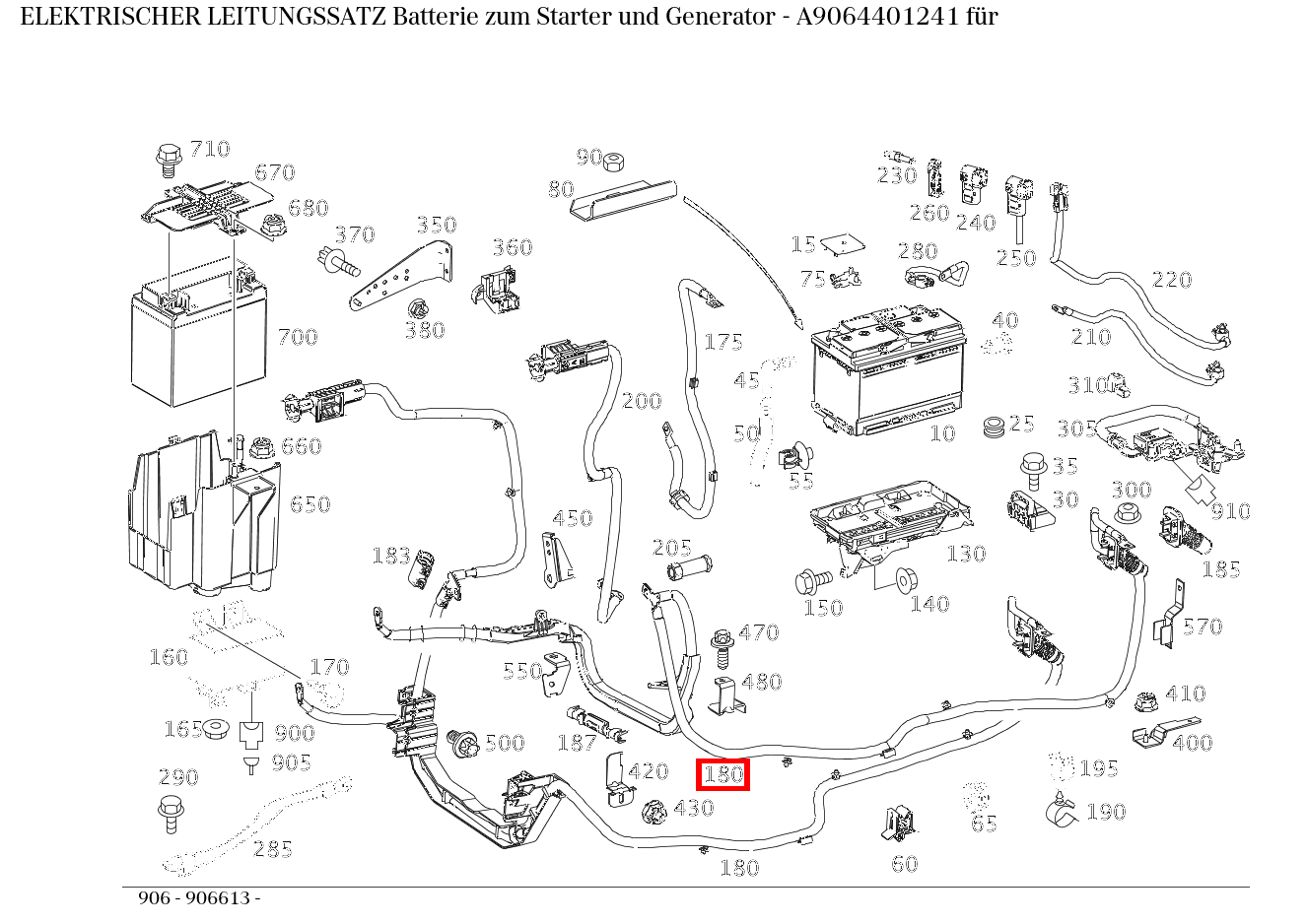 Elektrischer Leitungssatz Batterie zum Starter und Generator 906 Elektrischer Leitungssatz Batterie zum Starter und Generator 906
