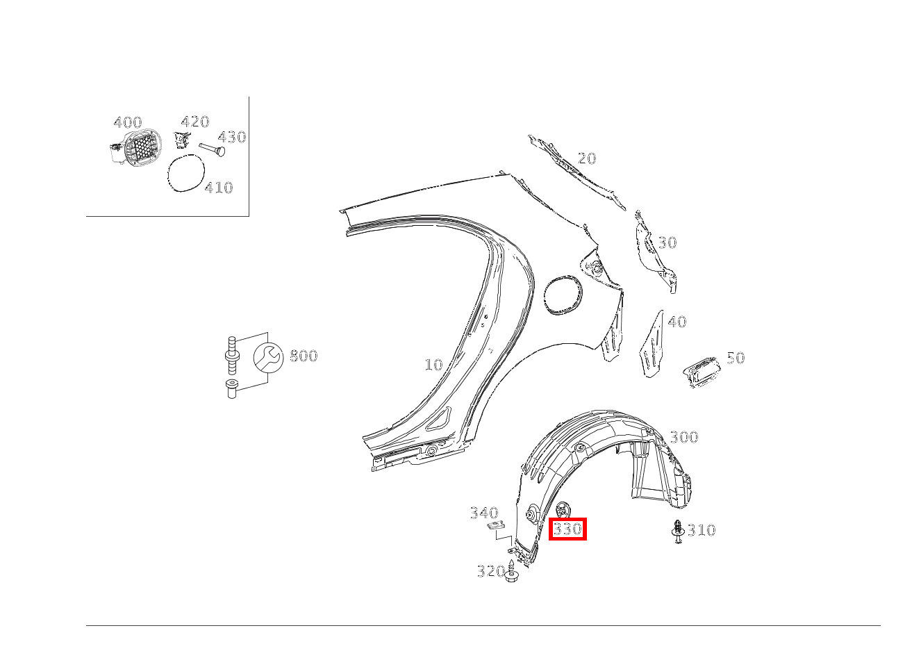 KUNSTSTOFFMUTTER ABDECKUNG AN KAROSSERIE RECHTS A 45 AMG 4MATIC 176