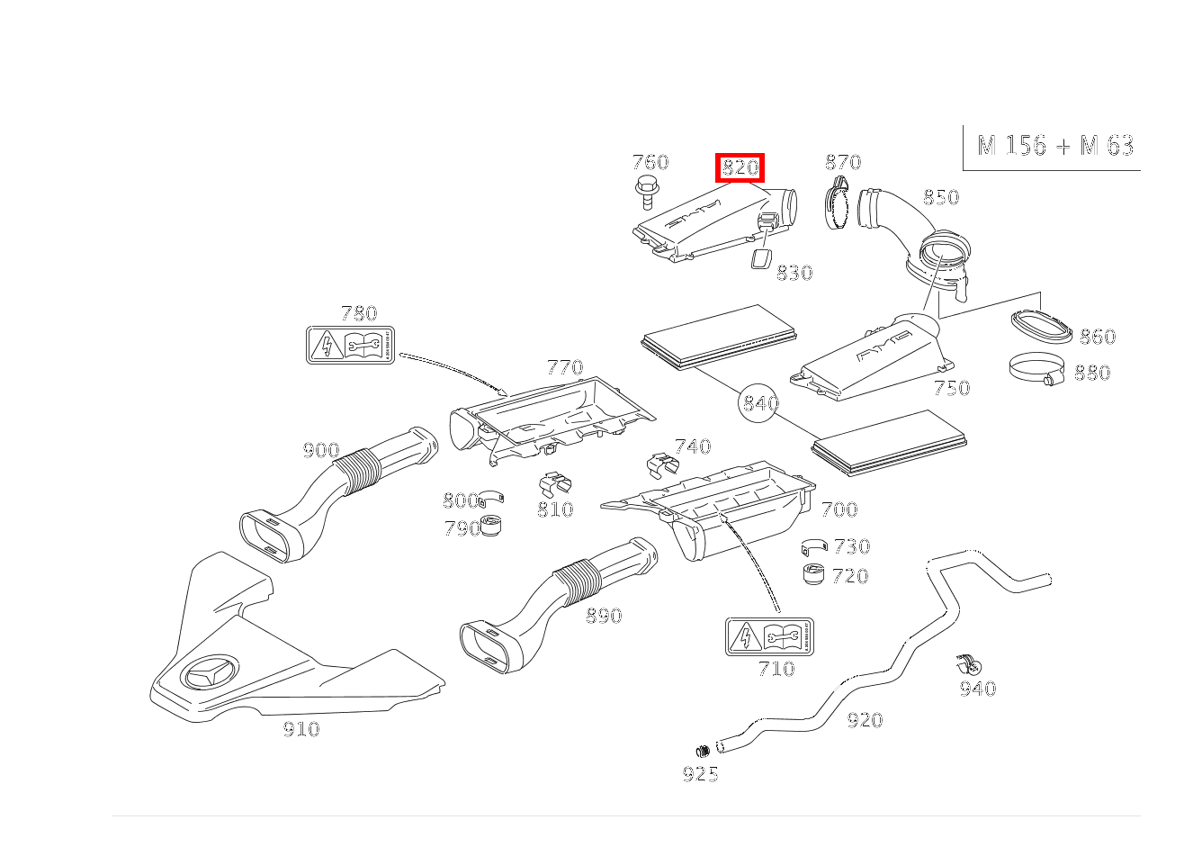 FILTERDECKEL Rechts, mit Heißfilm-Luftmassenmesser CLK 63 AMG Cabriolet 209