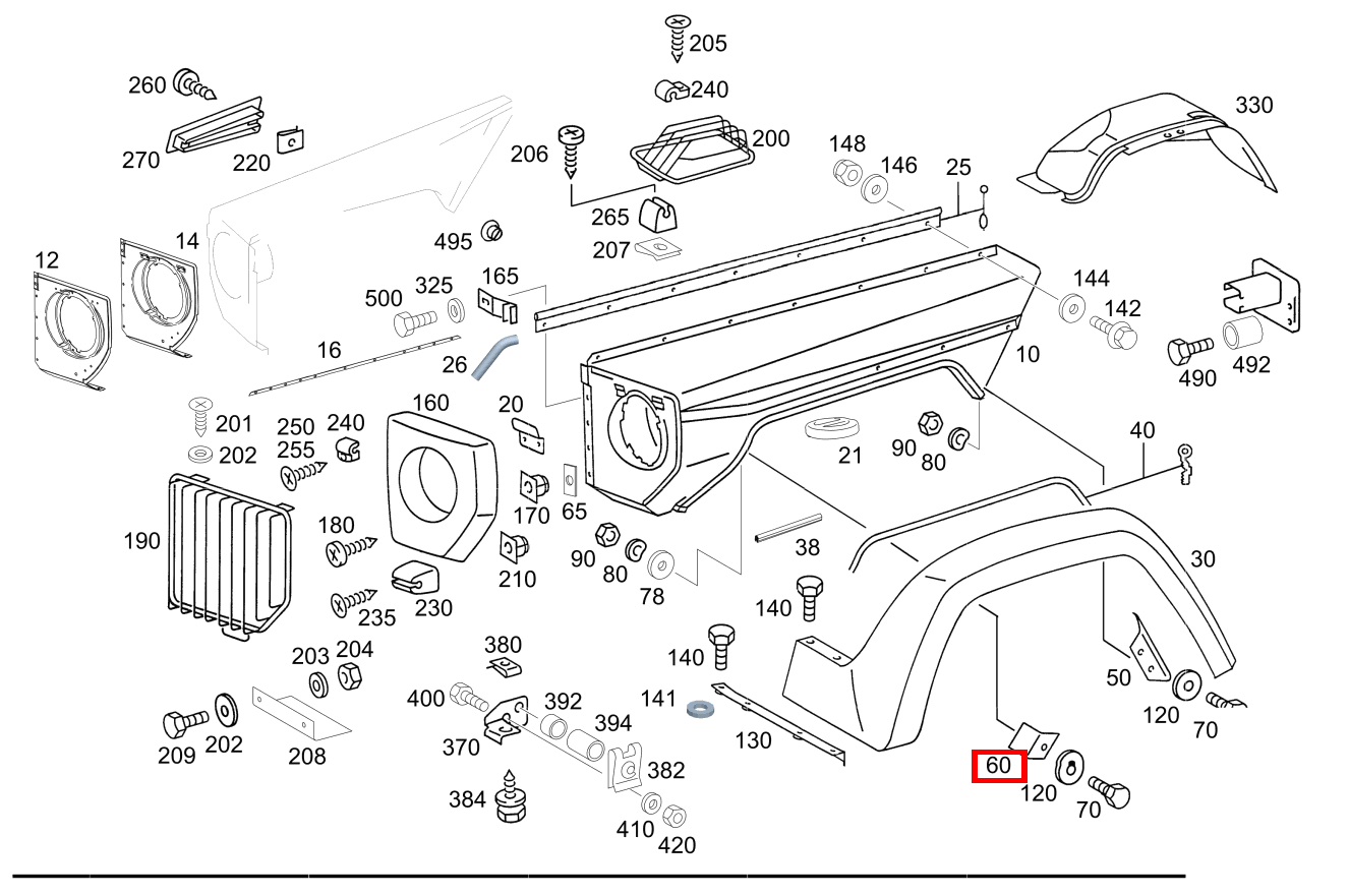 Winkel Kotflügelverbreiterung vorn rechts G 300 CDI/4X4/3428 Lang 461 Winkel Kotflügelverbreiterung vorn rechts G 300 CDI/4X4/3428 Lang 461