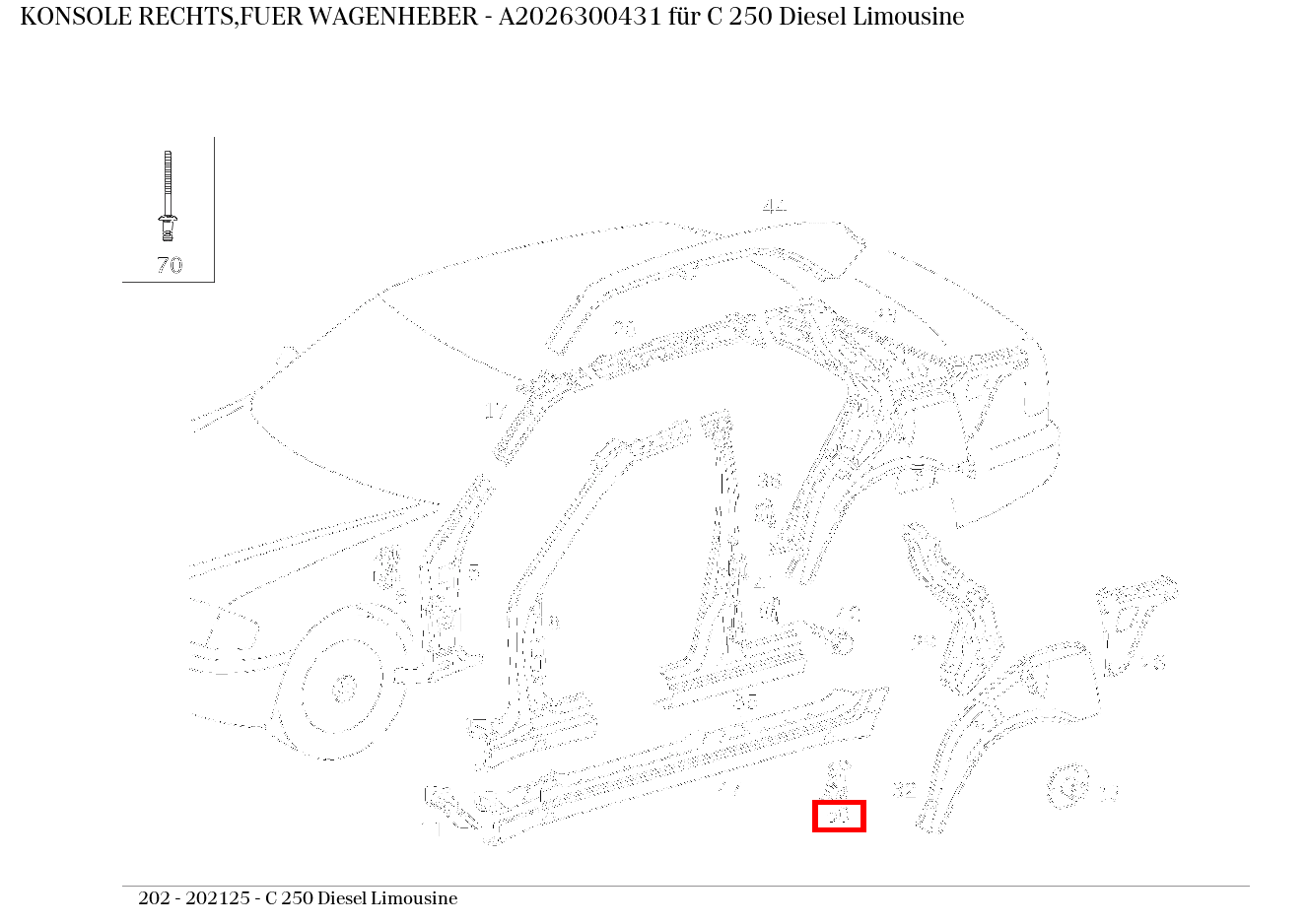 Konsole RECHTS,FUER WAGENHEBER C 250 Diesel Limousine 202 Konsole RECHTS,FUER WAGENHEBER C 250 Diesel Limousine 202