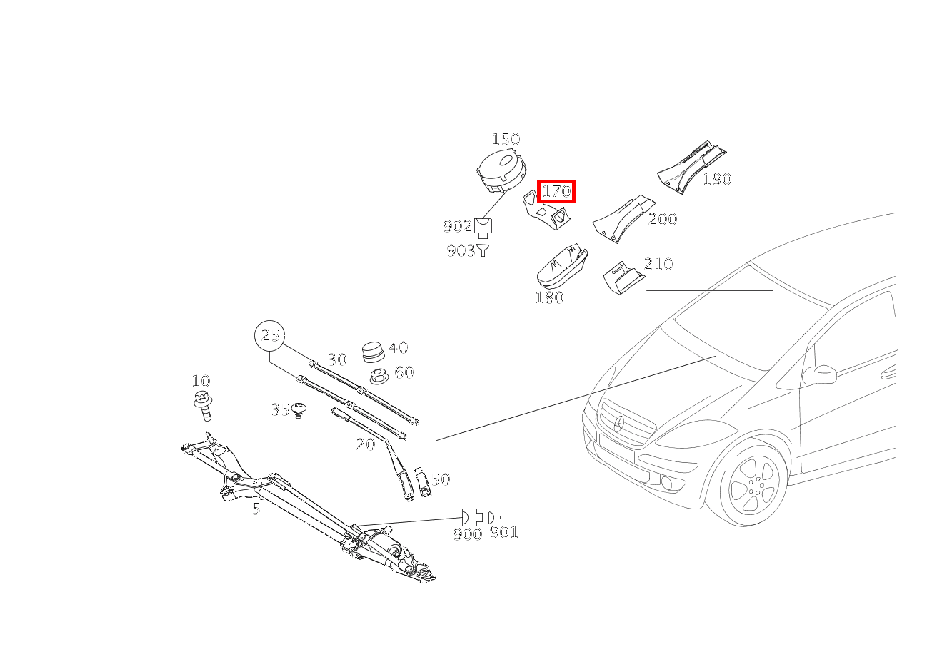 Klammer BEFESTIGUNG REGEN-LICHTSENSOR A 160 BlueEFFICIENCY Limousine 205 Klammer BEFESTIGUNG REGEN-LICHTSENSOR A 160 BlueEFFICIENCY Limousine 205