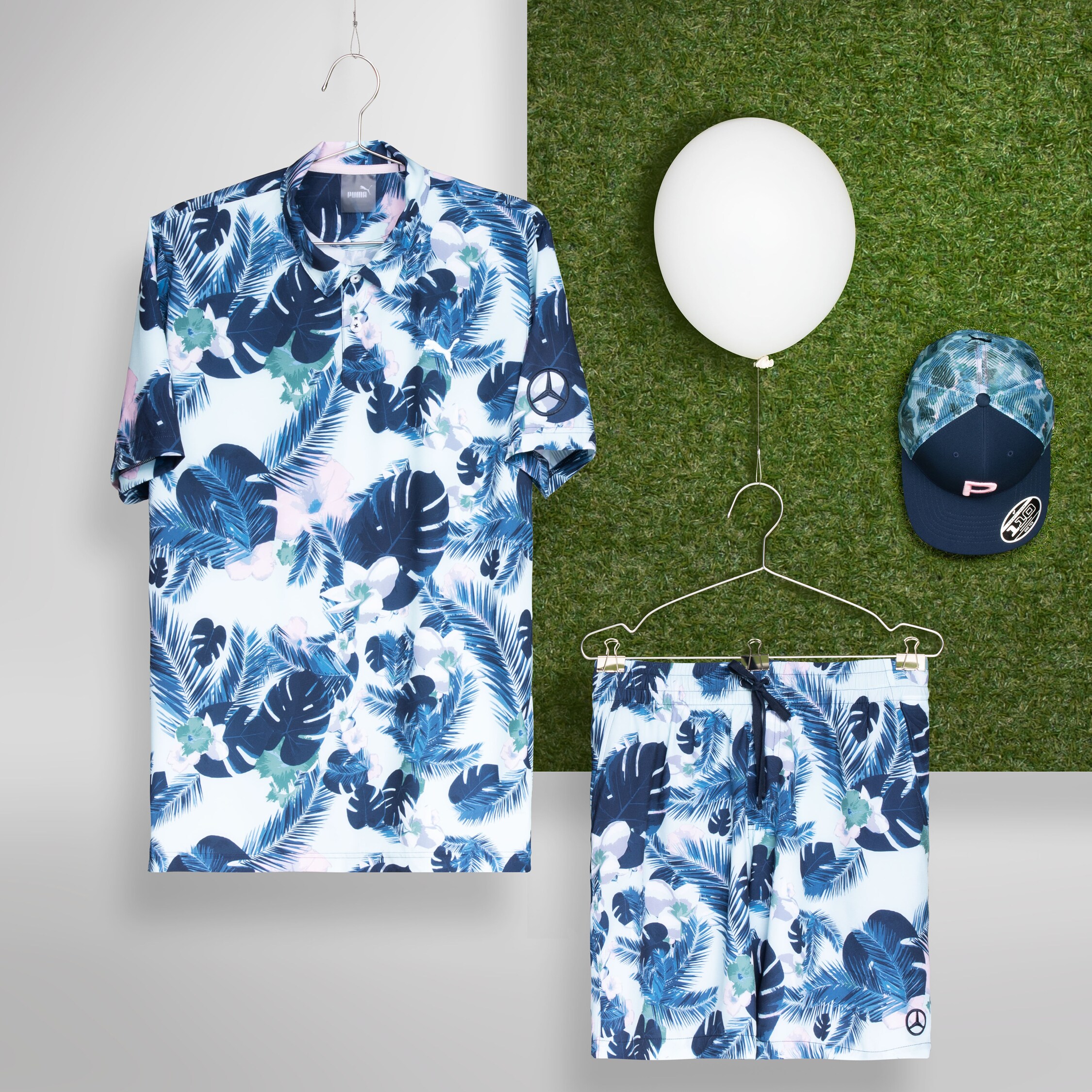 Mercedes-Benz - Men's golf polo shirt & Men's golf shorts & Golf cap Men's golf polo shirt & Men's golf shorts & Golf cap