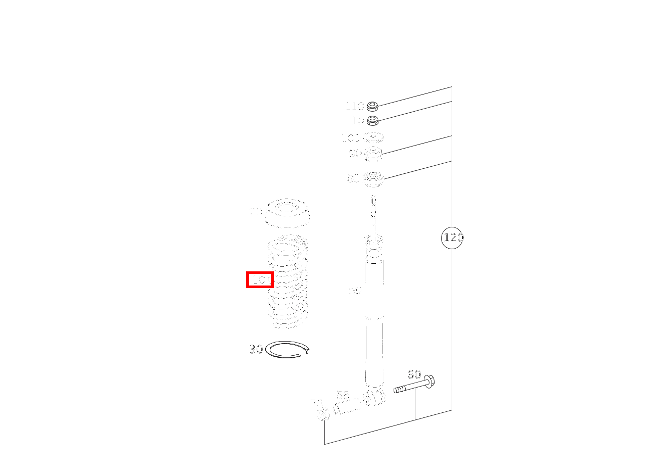 Hinterfeder FARBKENNZEICHNUNG: 1 X BLAU / 3 X ROT CLK 500 Cabriolet 209