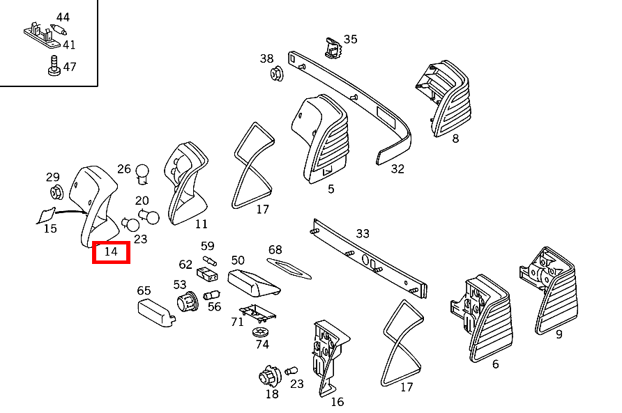 Lampenträger RECHTS S 600/600 SE V12 140