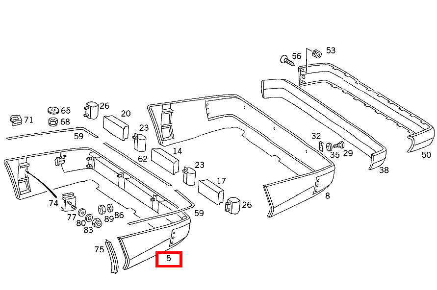 STOSSFAENGER, HINTEN MIT VERKLEIDUNG B 180 247 STOSSFAENGER, HINTEN MIT VERKLEIDUNG B 180 247