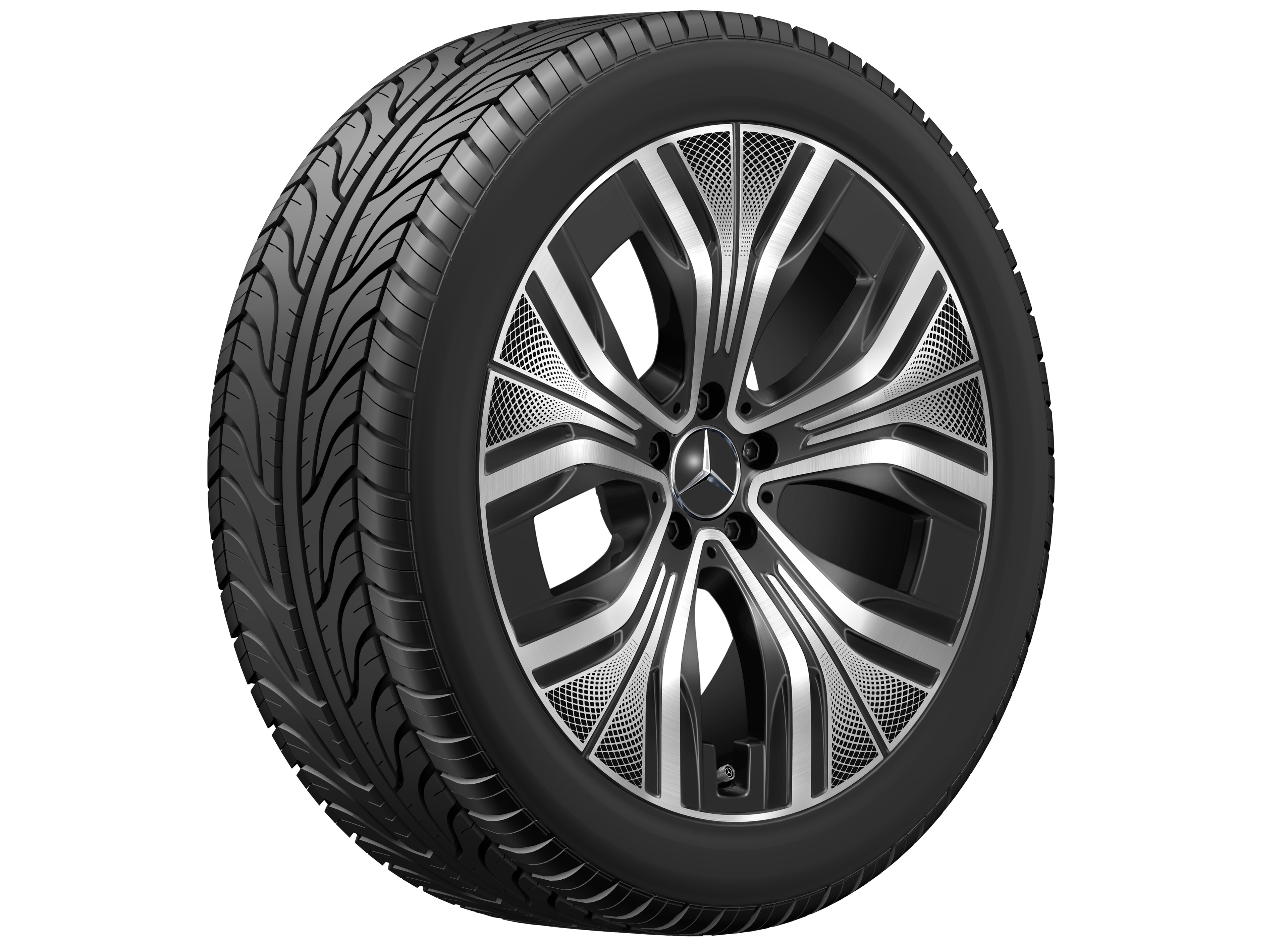 5-Speichen-Rad, Aero, 20 Zoll, bedruckt 8,5 J x 20 ET 38,5, schwarz, glanzgedreht