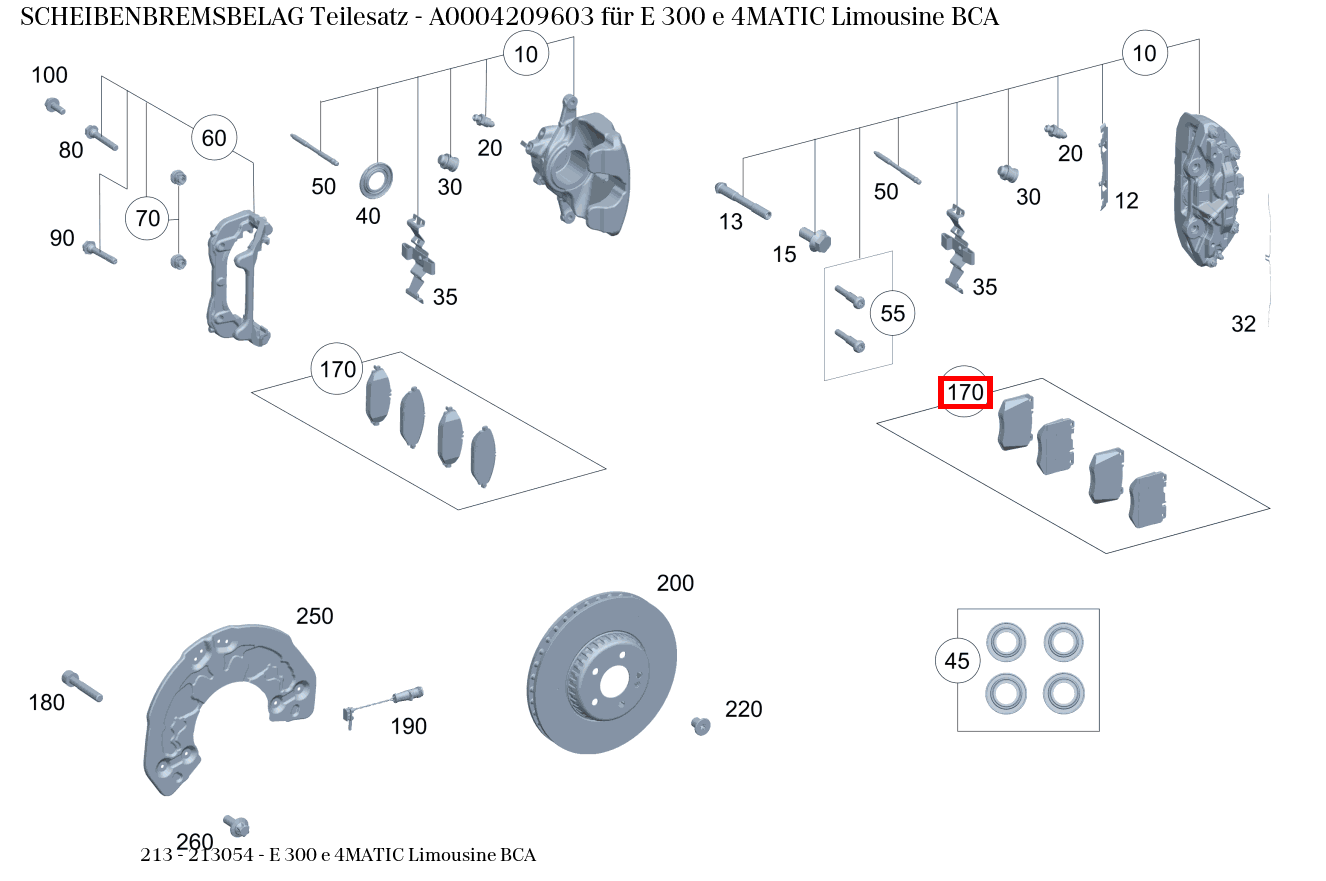 Scheibenbremsbelag Teilesatz E 300 e 4MATIC Limousine BCA 213 Scheibenbremsbelag Teilesatz E 300 e 4MATIC Limousine BCA 213