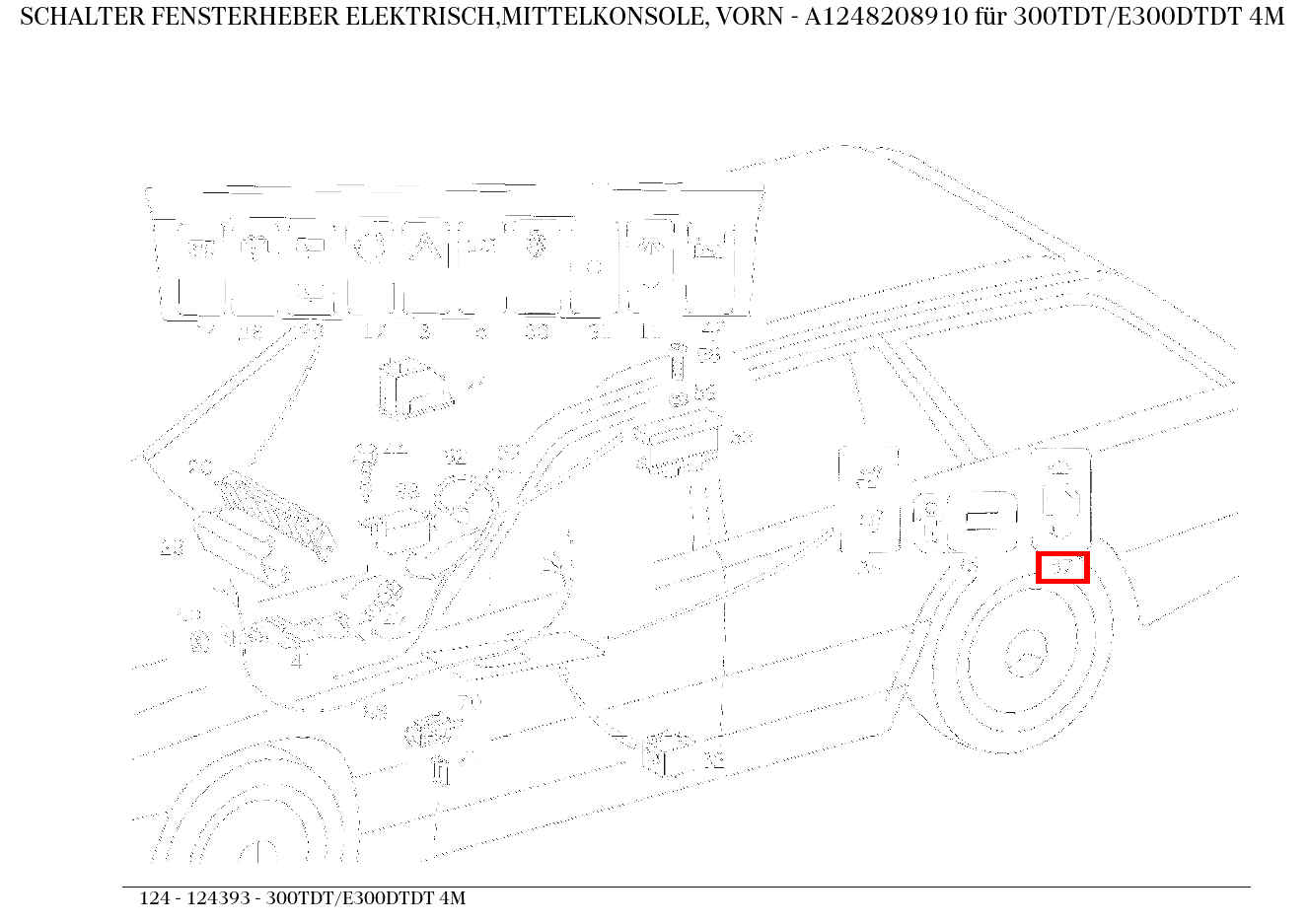 Schalter FENSTERHEBER ELEKTRISCH,MITTELKONSOLE, VORN 300TDT/E300DTDT 4M 124