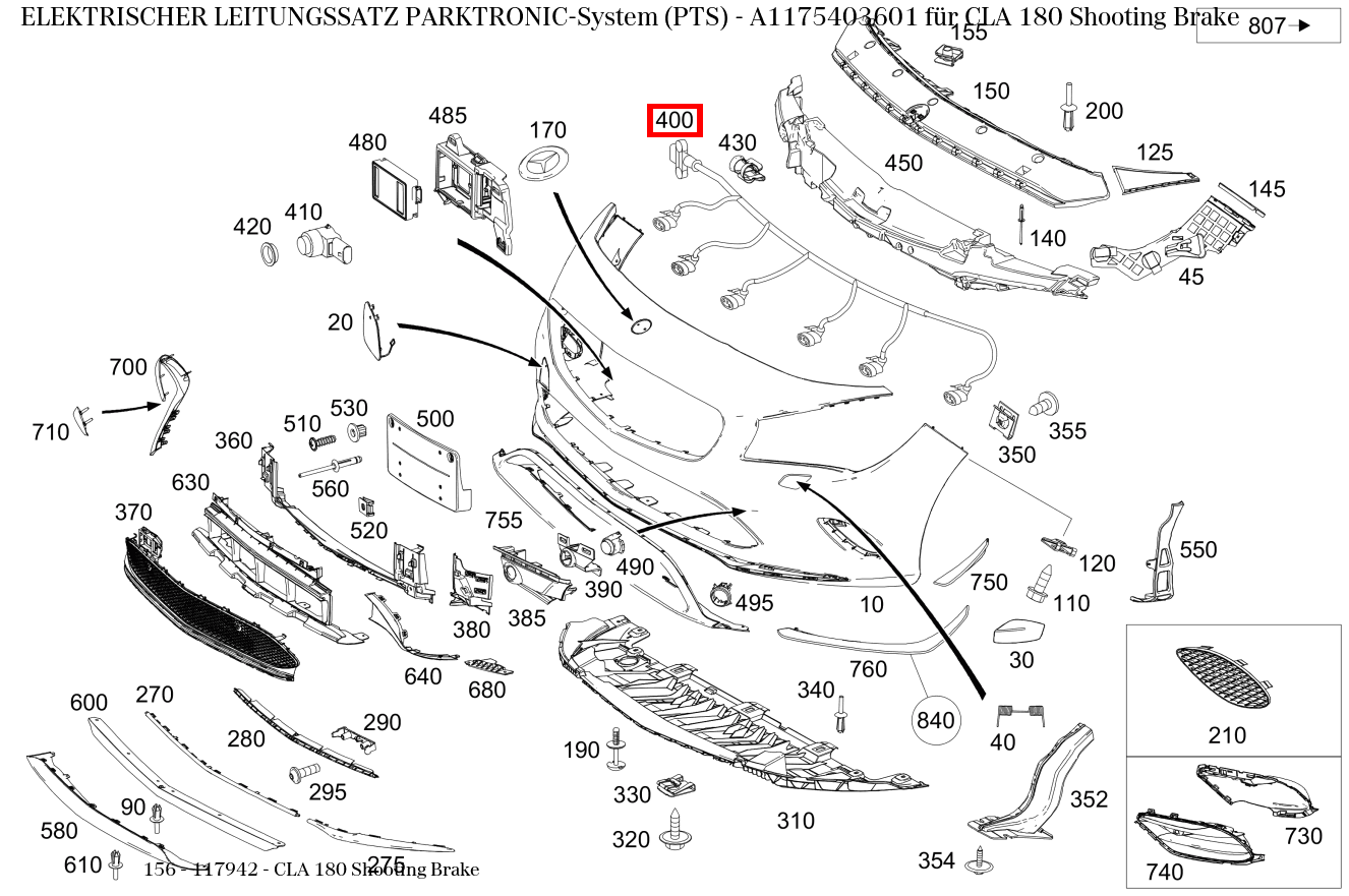 Elektrischer Leitungssatz PARKTRONIC-System (PTS) CLA 180 Shooting Brake 156 Elektrischer Leitungssatz PARKTRONIC-System (PTS) CLA 180 Shooting Brake 156