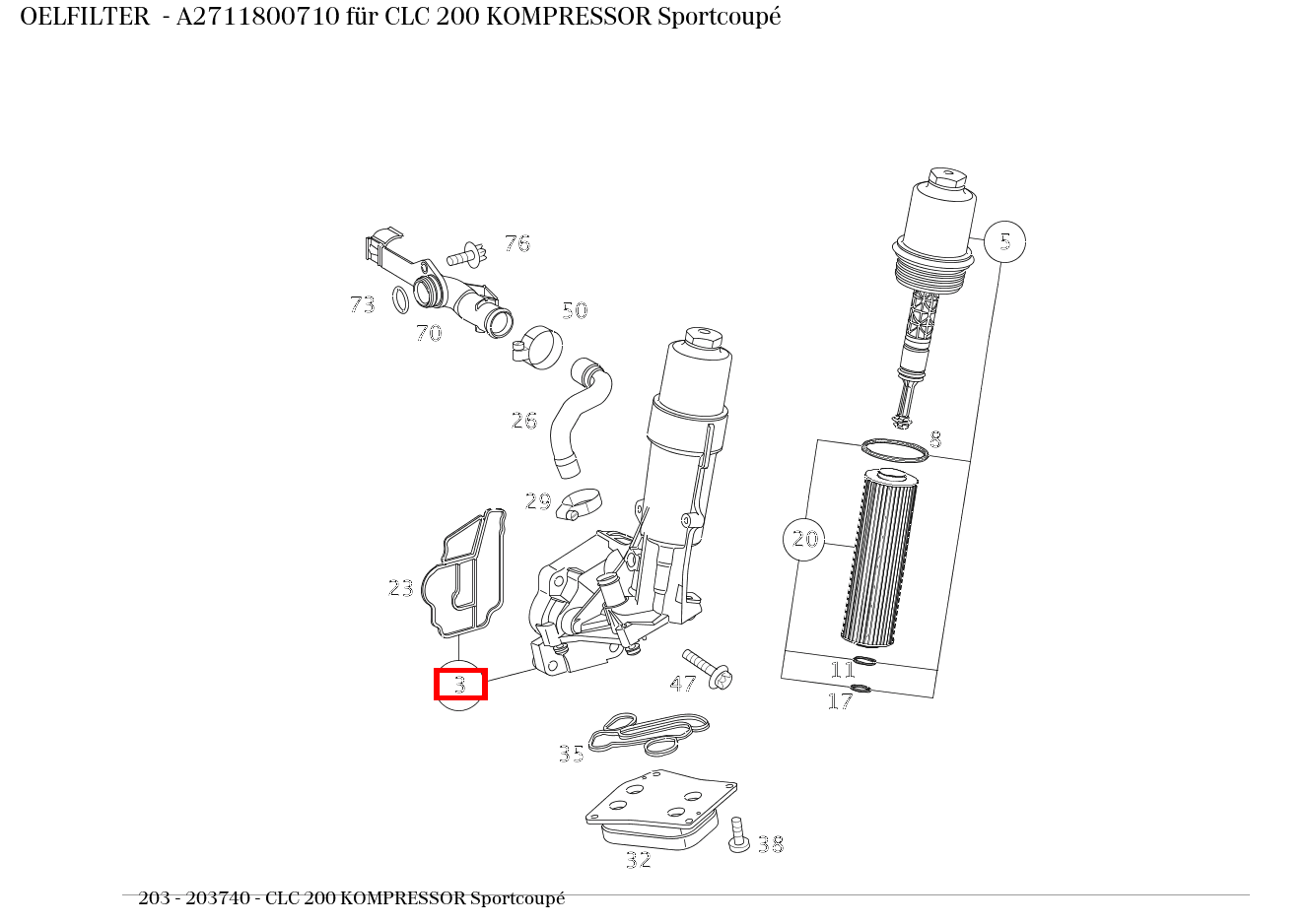 Ölfilter CLC 200 KOMPRESSOR Sportcoupé 203