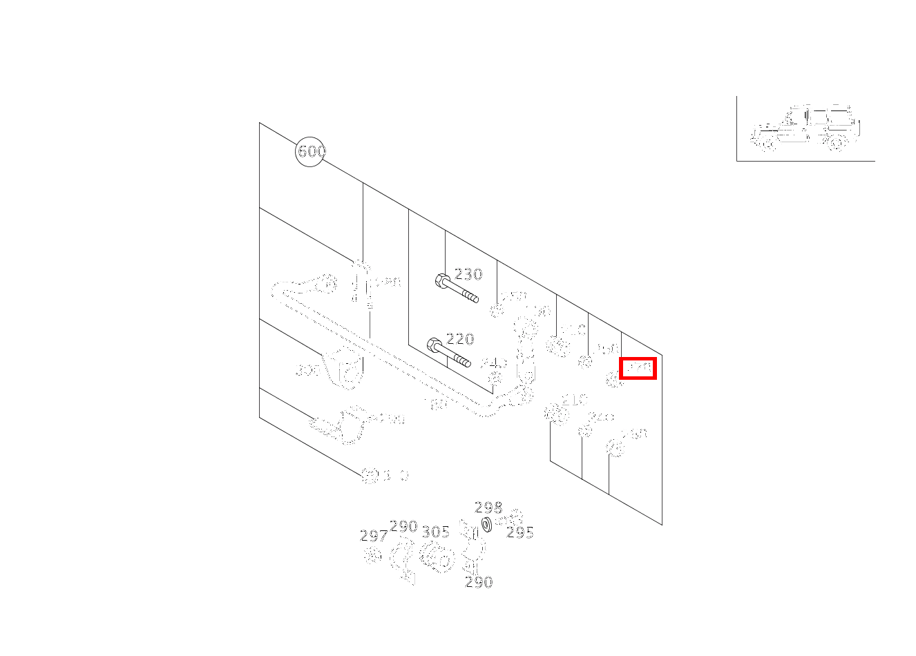 Sechskantmutter An Konsole; M12 G 500 Off-Roader lang BCA 463 Sechskantmutter An Konsole; M12 G 500 Off-Roader lang BCA 463