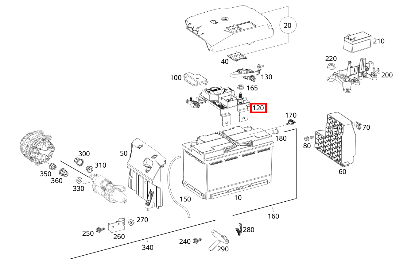 STROMBEGRENZER Starterbatterie Mercedes-AMG CLA 45 S 4MATIC+ Coupé 205
