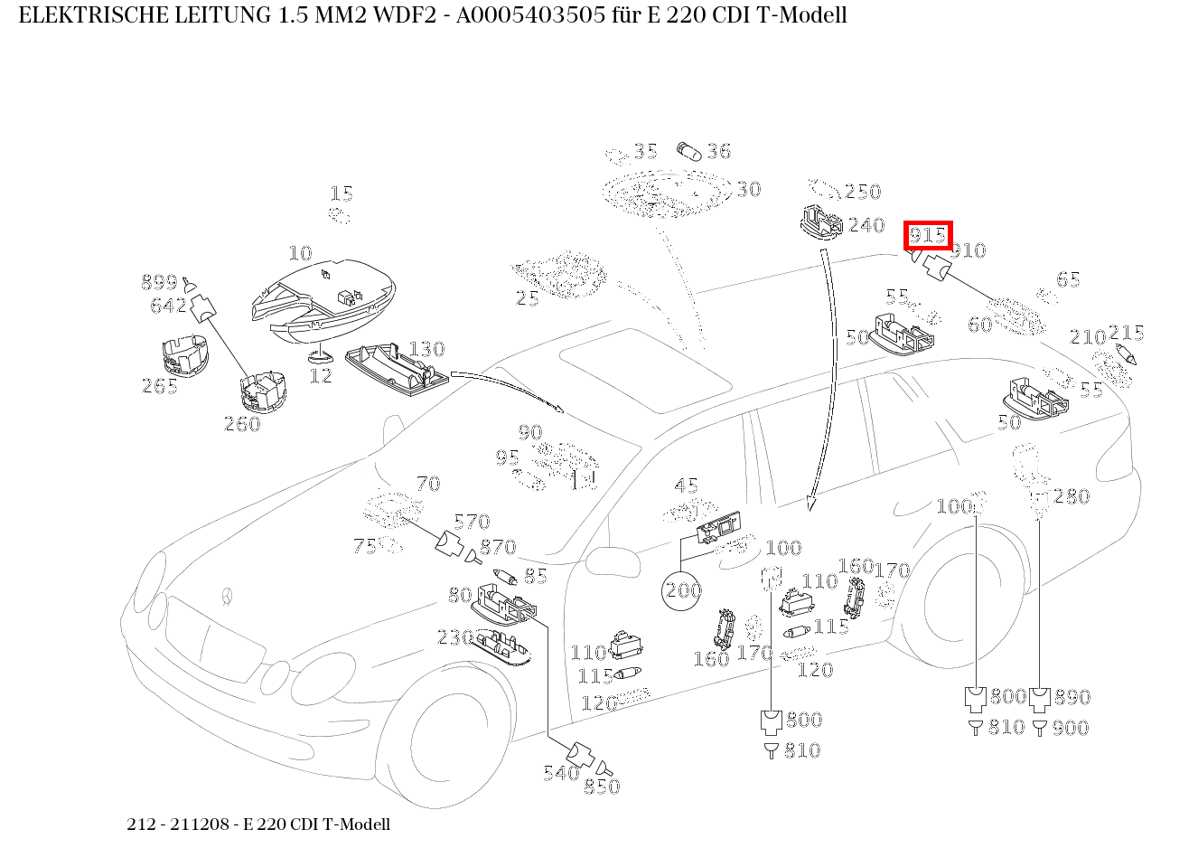 Elektrische Leitung 1.5 MM2 WDF2 E 220 CDI T-Modell 212