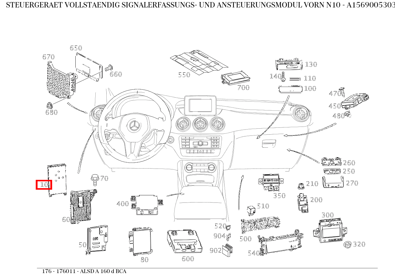 Steuergerät vollständig SIGNALERFASSUNGS- UND ANSTEUERUNGSMODUL VORN N10 ALSD A 160 d BCA 176