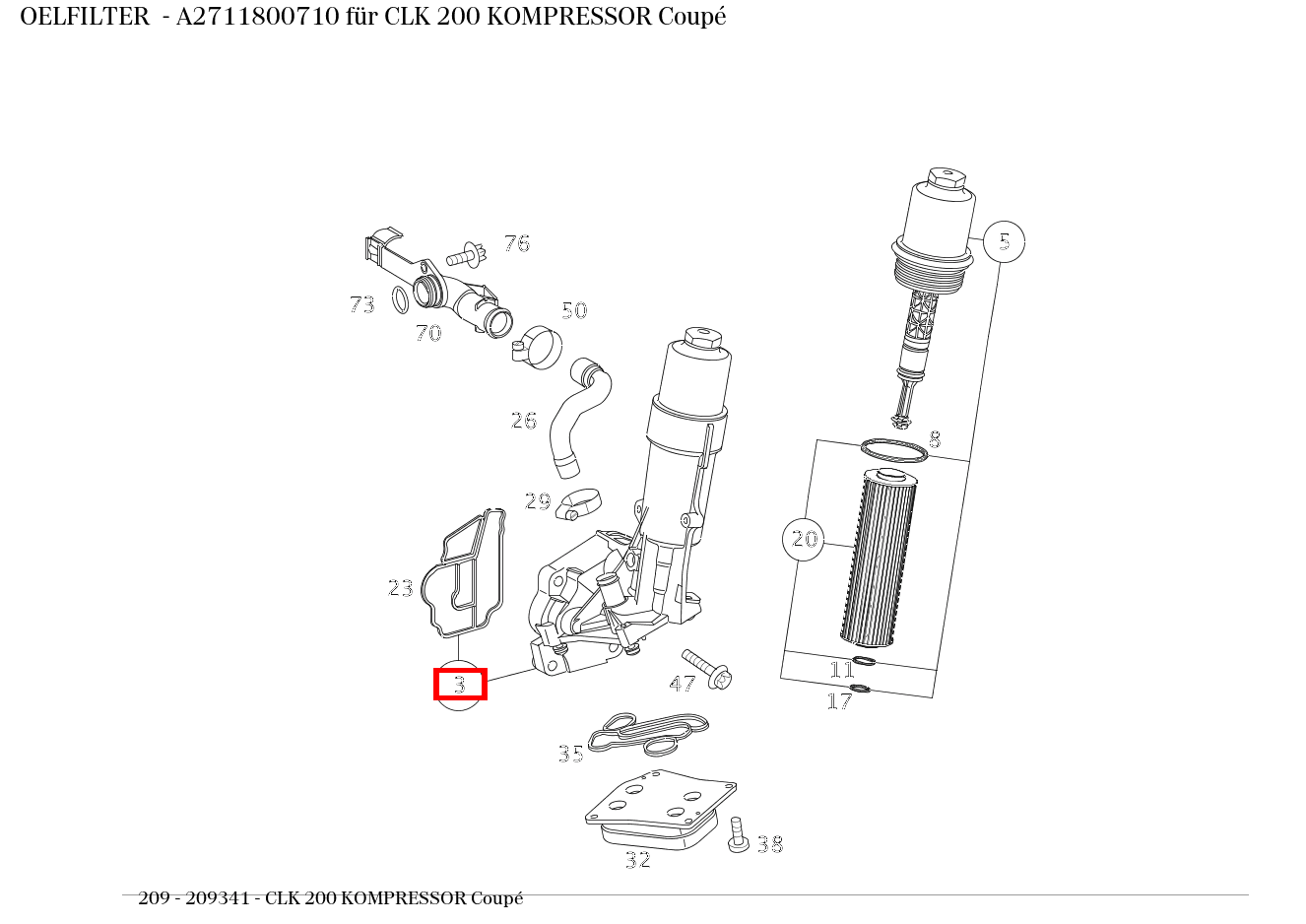 Ölfilter CLK 200 KOMPRESSOR Coupé 209