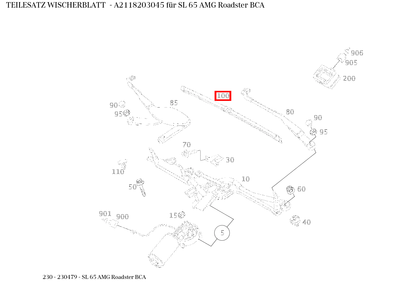 Teilesatz Wischerblatt SL 65 AMG Roadster BCA 230 Teilesatz Wischerblatt SL 65 AMG Roadster BCA 230