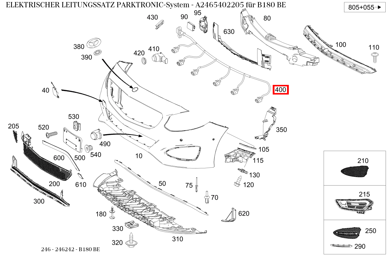 Elektrischer Leitungssatz PARKTRONIC-System B180 BE 246 Elektrischer Leitungssatz PARKTRONIC-System B180 BE 246