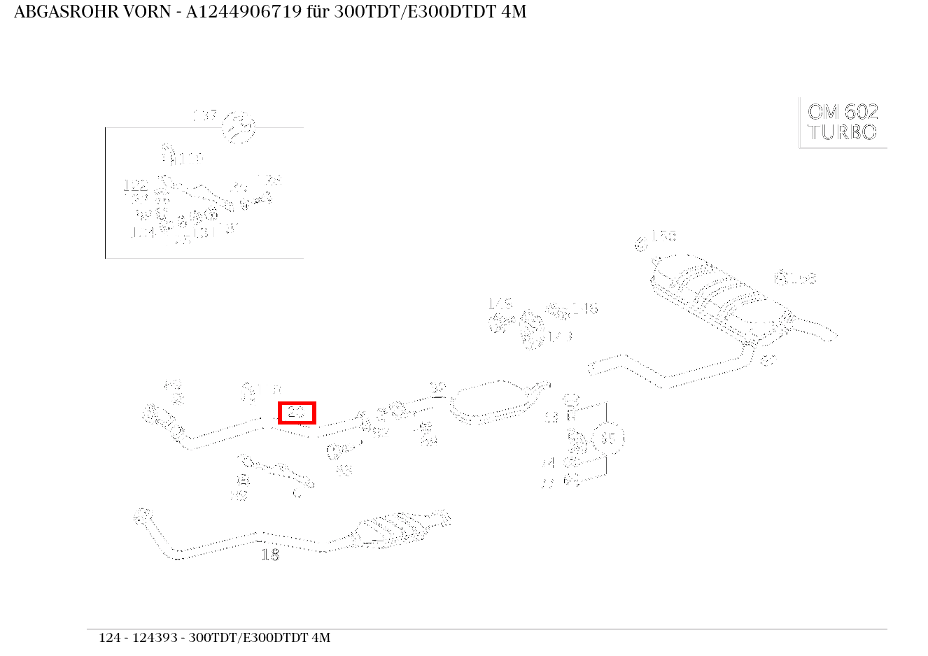 Abgasrohr VORN 300TDT/E300DTDT 4M 124