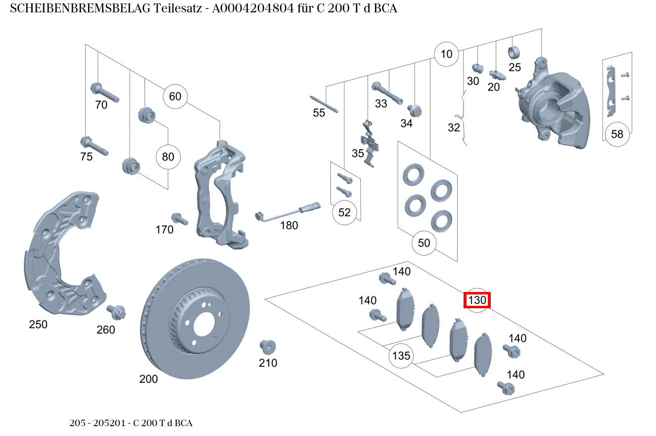 Scheibenbremsbelag Teilesatz C 200 T d BCA 205