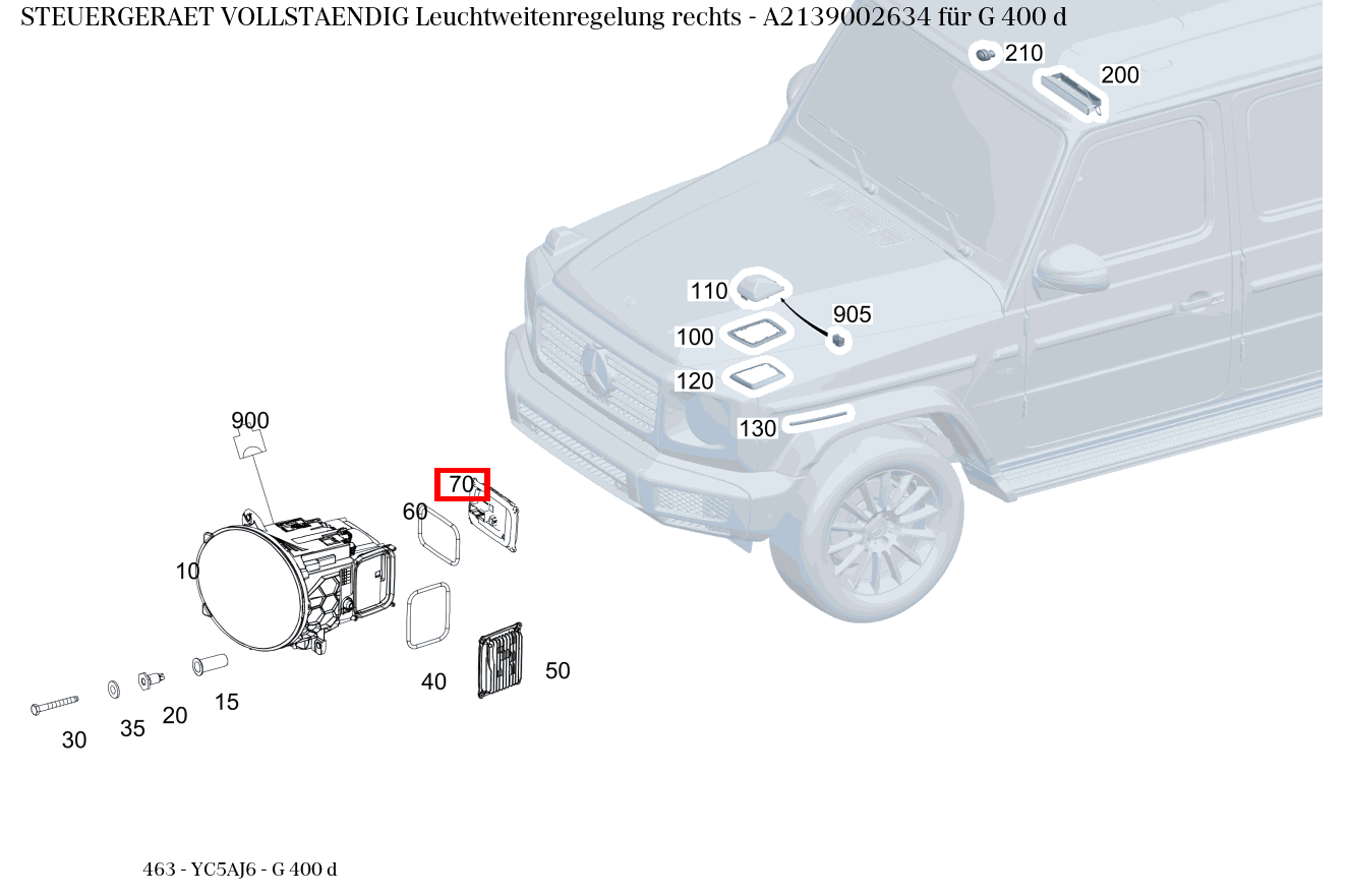 Steuergerät vollständig Leuchtweitenregelung rechts G 400 d 463 Steuergerät vollständig Leuchtweitenregelung rechts G 400 d 463